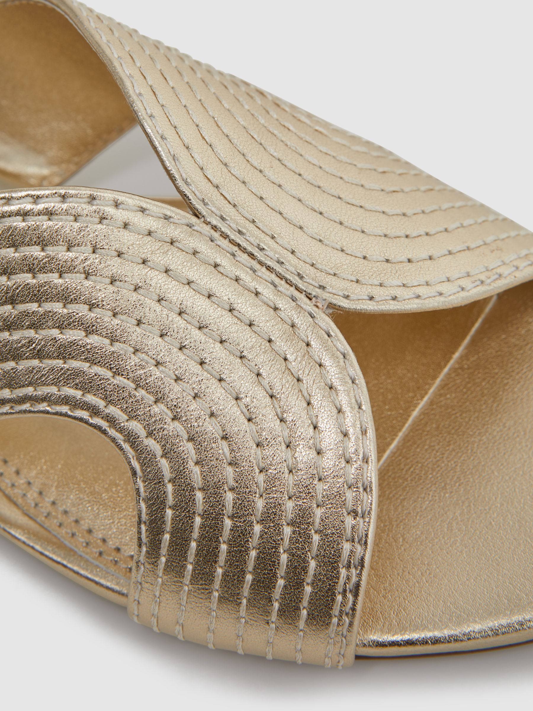 Leather Slip-On Sandals in Gold - Image 5 of 5