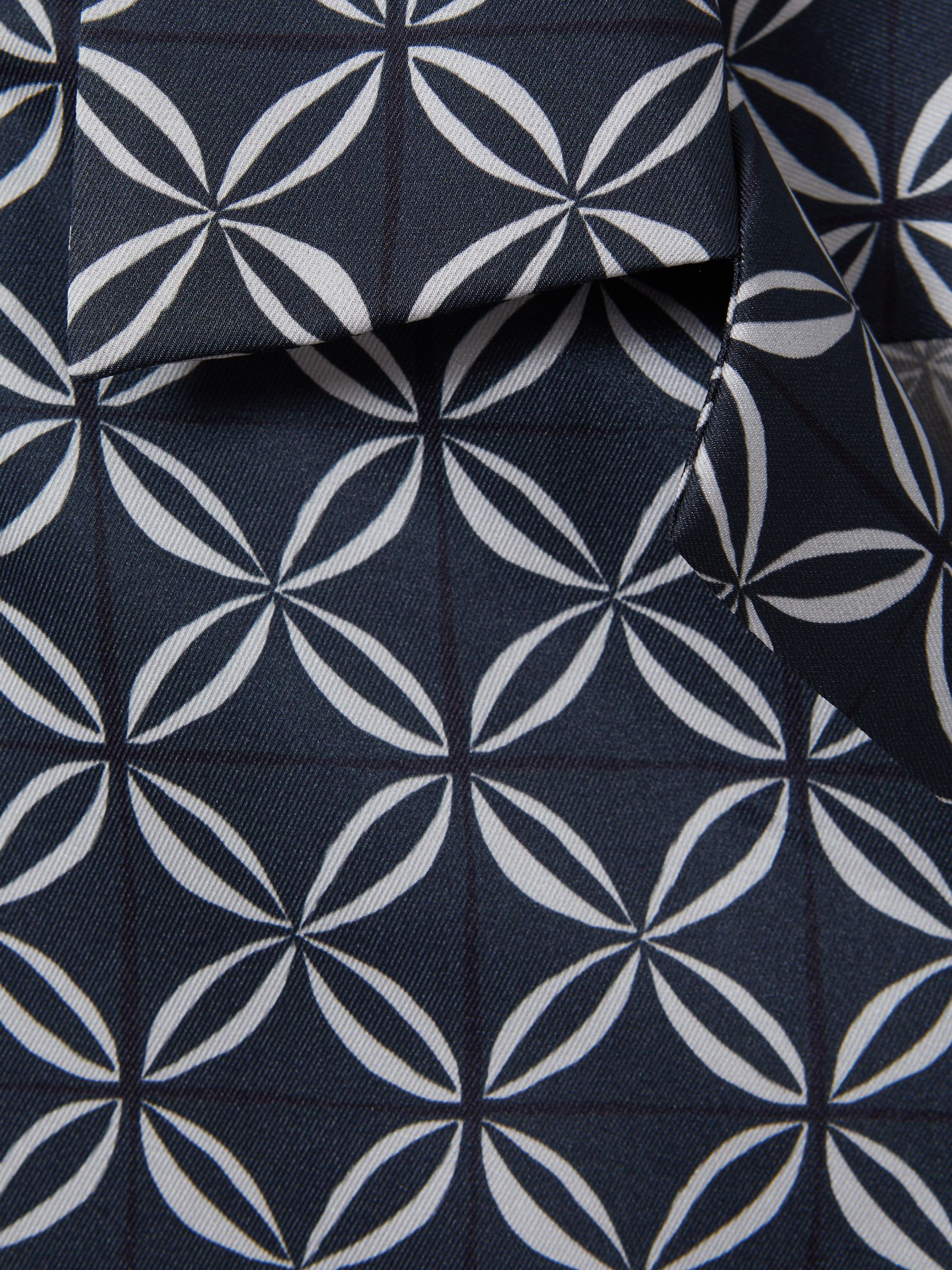 Printed Cuban Collar Shirt in Navy/White - Image 5 of 5