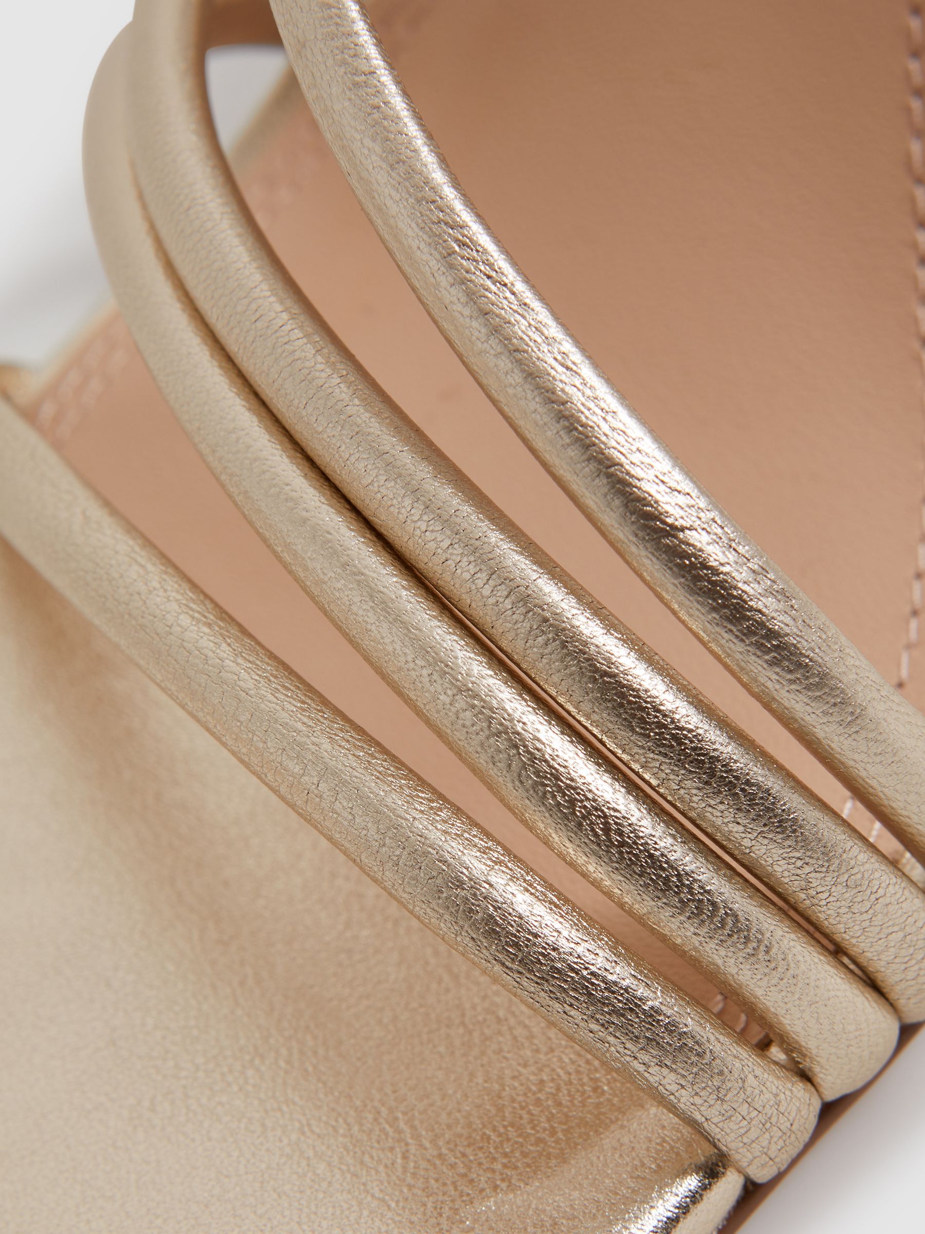 Leather Strappy Wedge Heels in Gold - Image 5 of 5