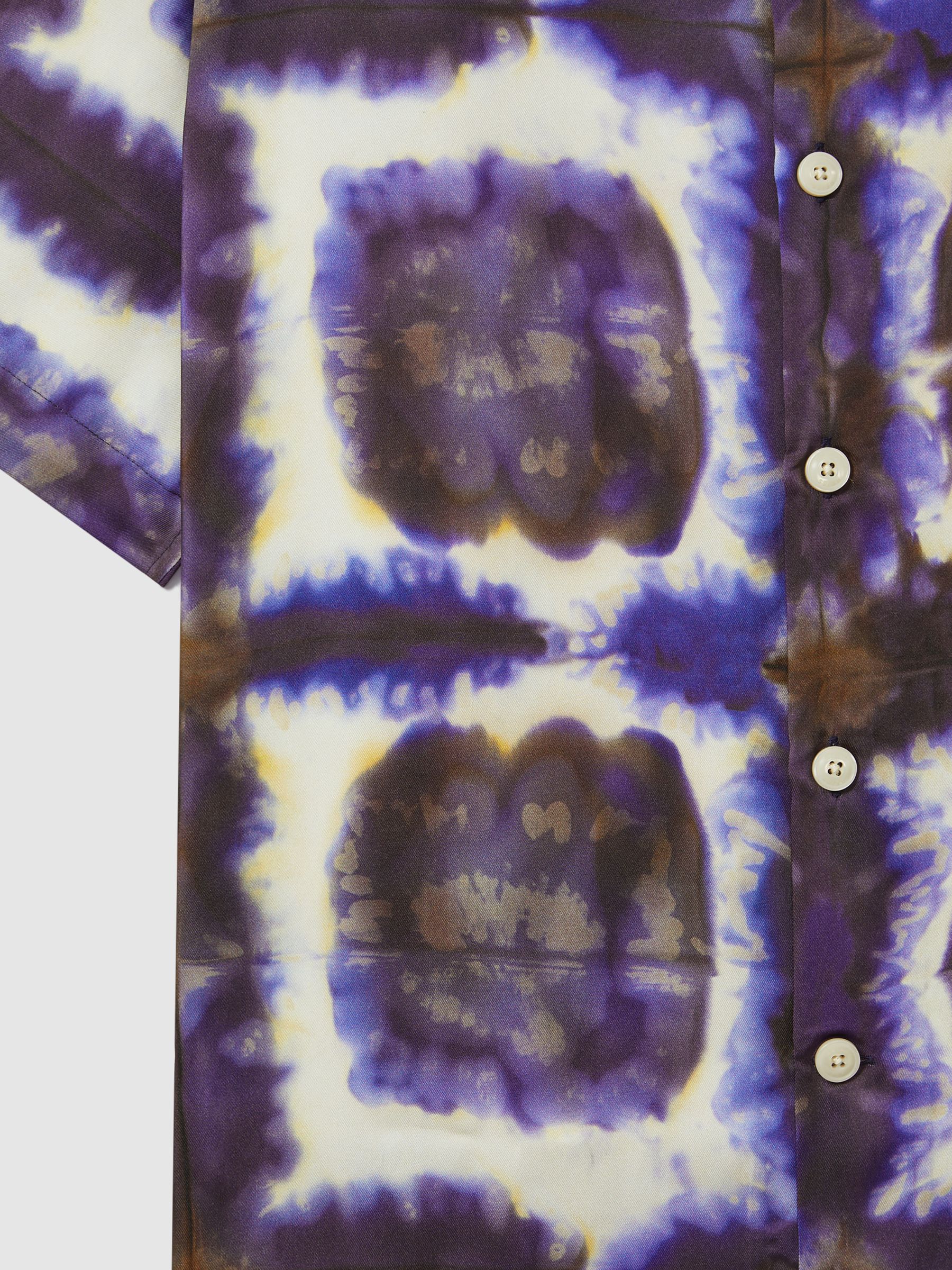 Relaxed Tie Dye Cuban Collar Shirt in Purple Multi - Image 6 of 6