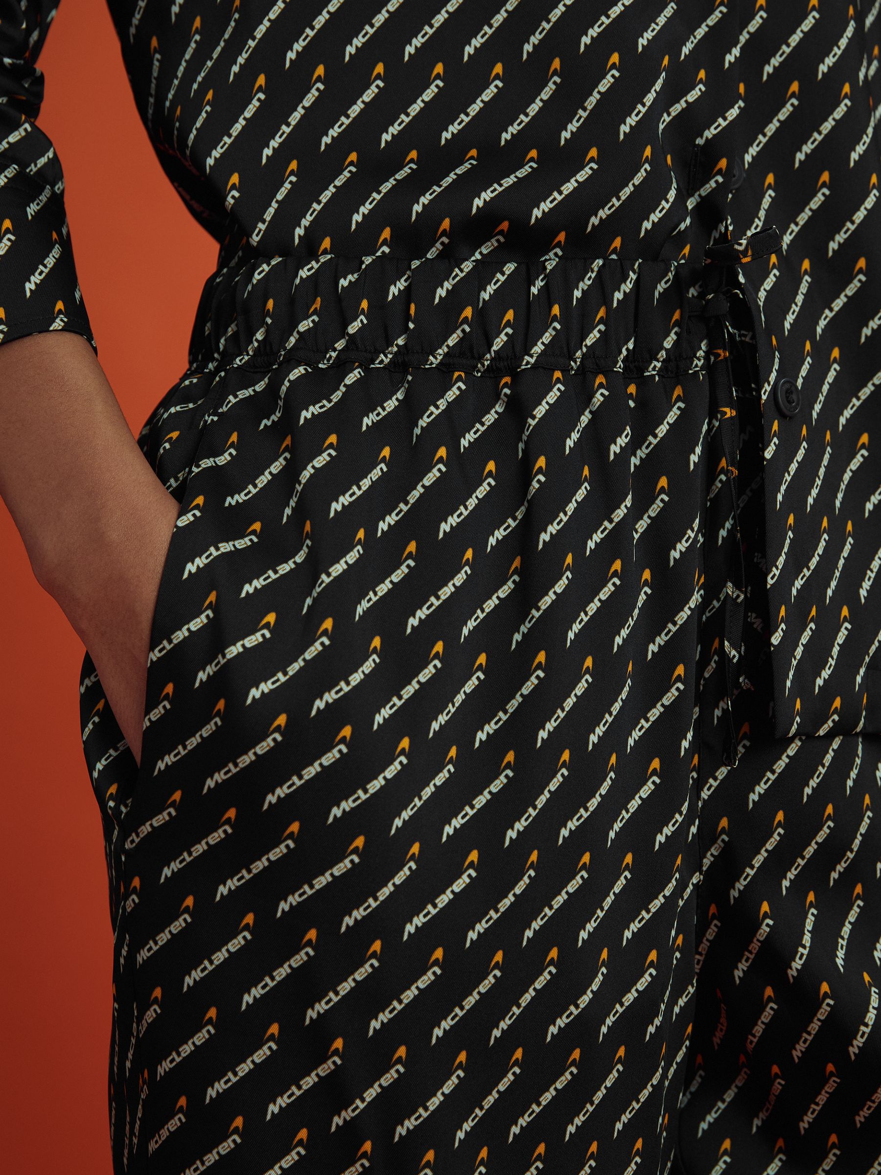 McLaren F1 Silverstone Wide Leg Drawstring Trousers in Black Multi - Image 4 of 6