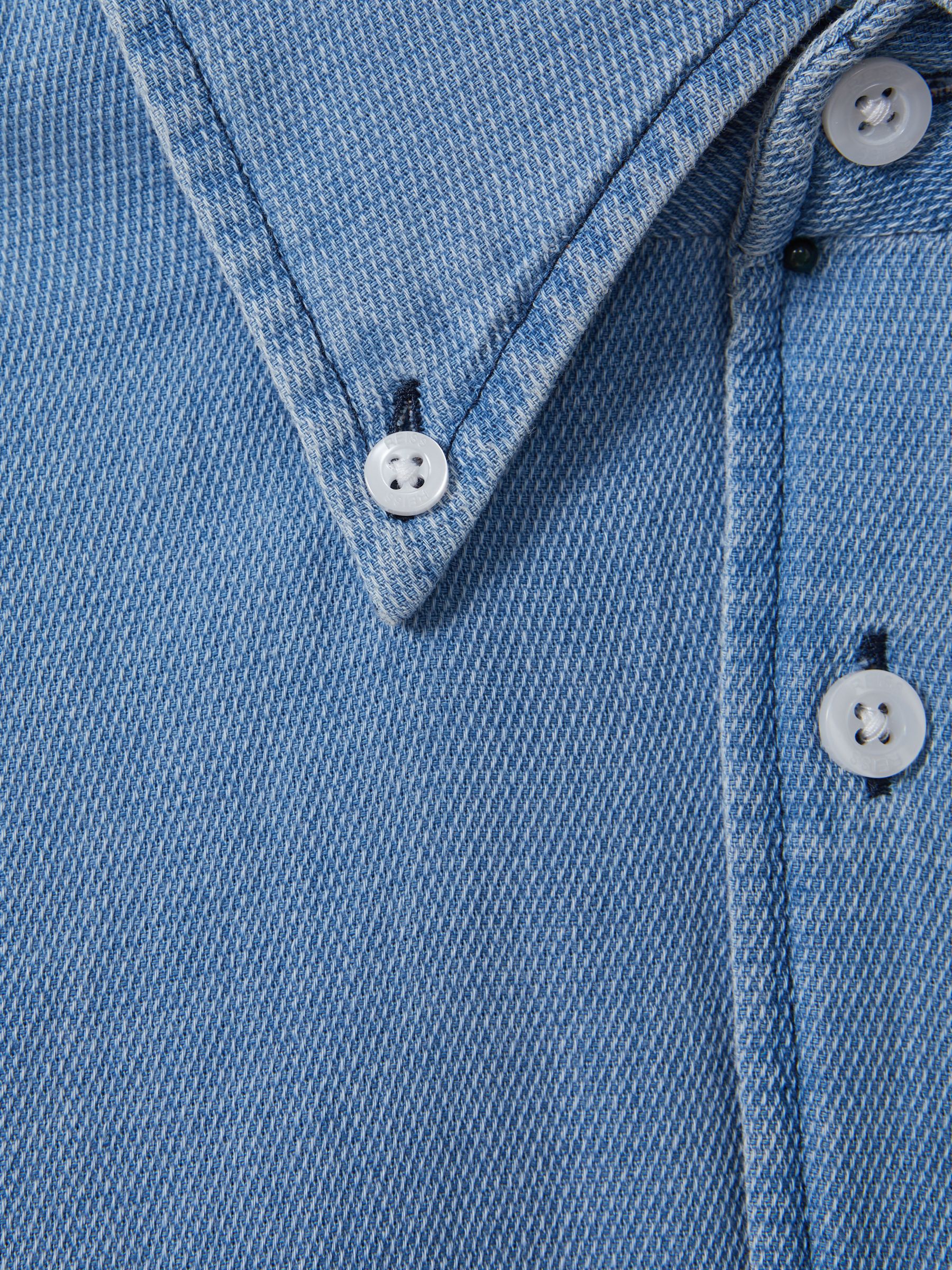 Chambray Pique Button-Through Shirt in Washed Blue - Image 5 of 5