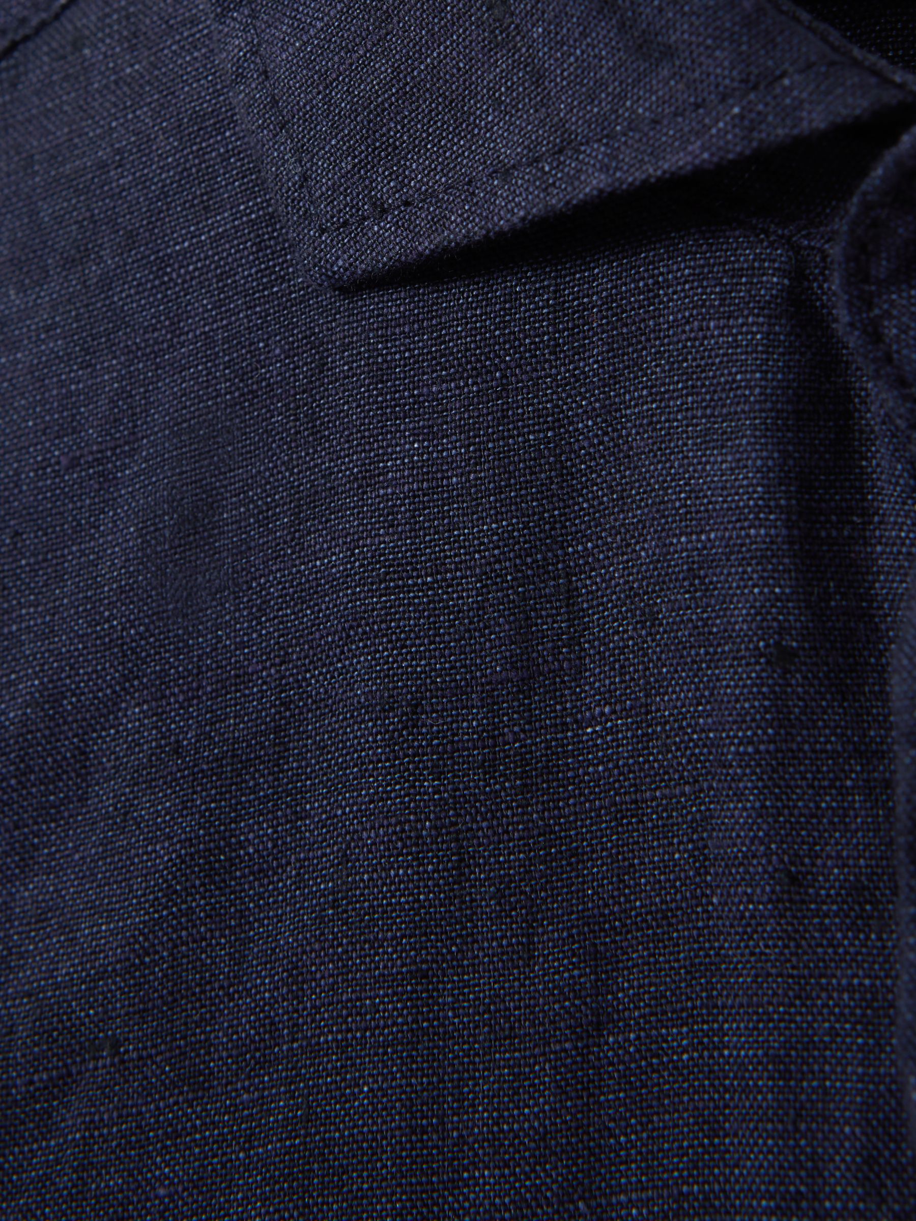 9-13 yrs Linen Cutaway Collar Shirt in Navy - Image 5 of 5