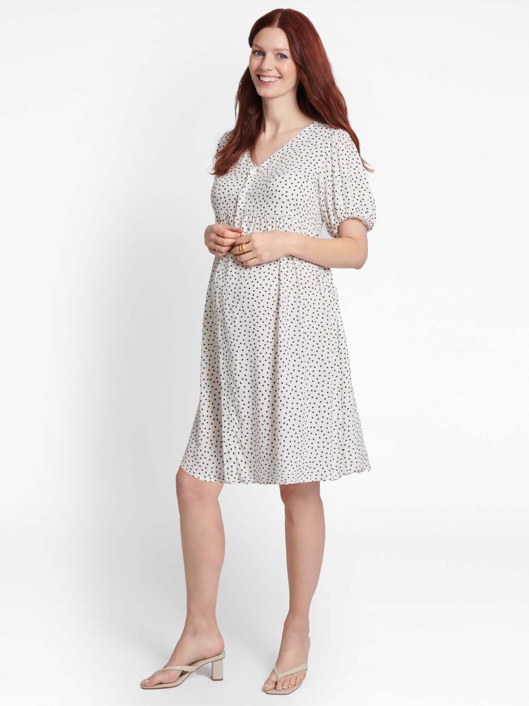 White Spot Print Maternity Dress - Image 3 of 4