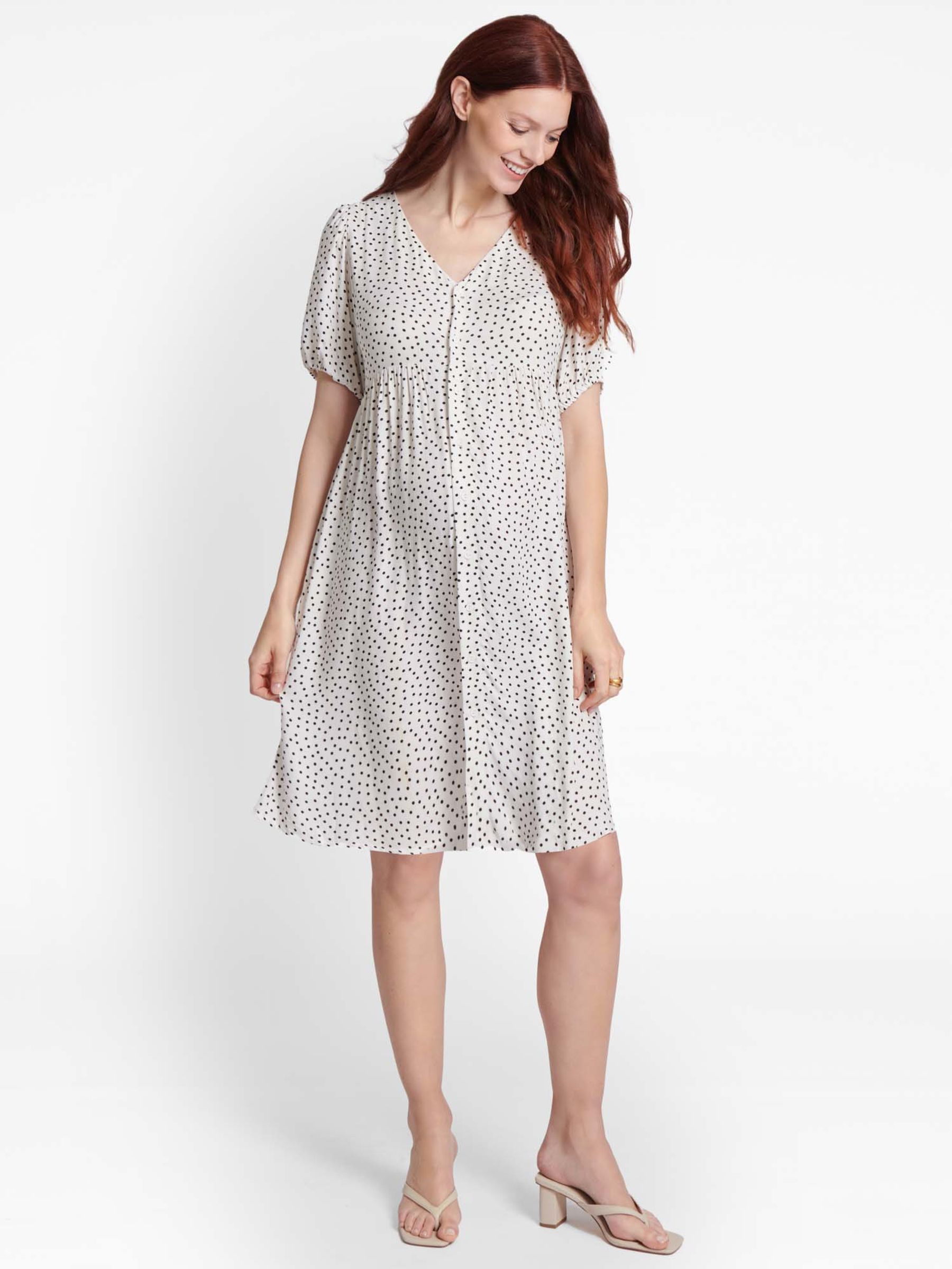 White Spot Print Maternity Dress - Image 4 of 4