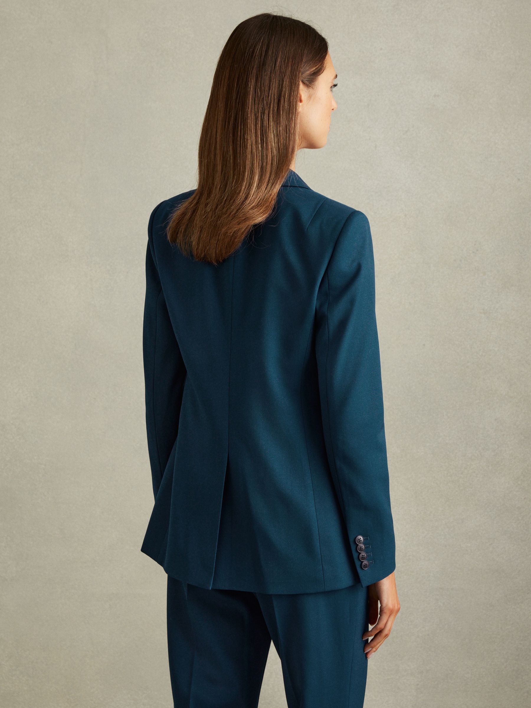 Petite Wool Blend Single Breasted Suit Blazer in Teal - Image 4 of 6