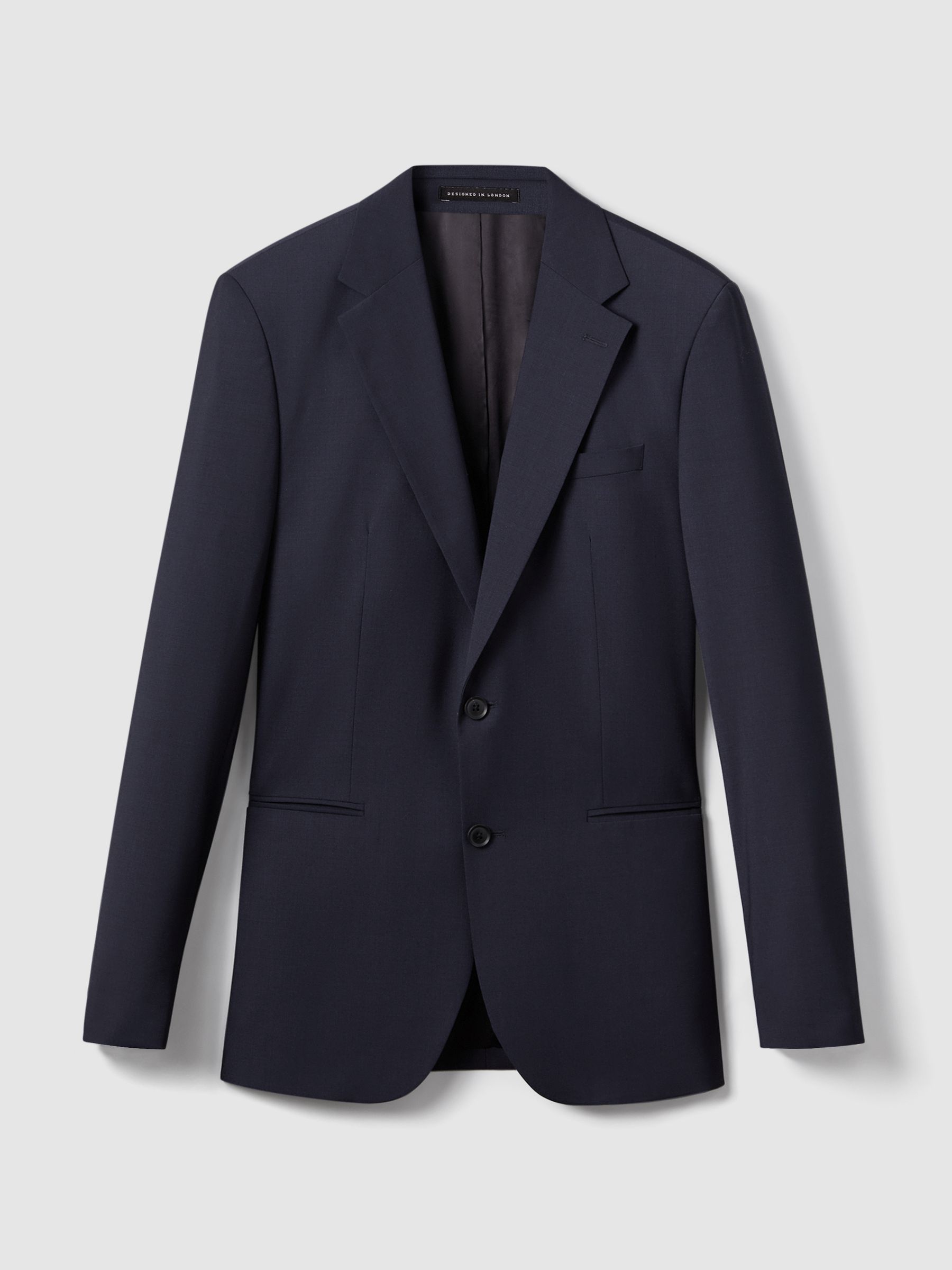 Slim-Fit Wool-Blend Single-Breasted Suit Blazer in Navy - Image 2 of 8