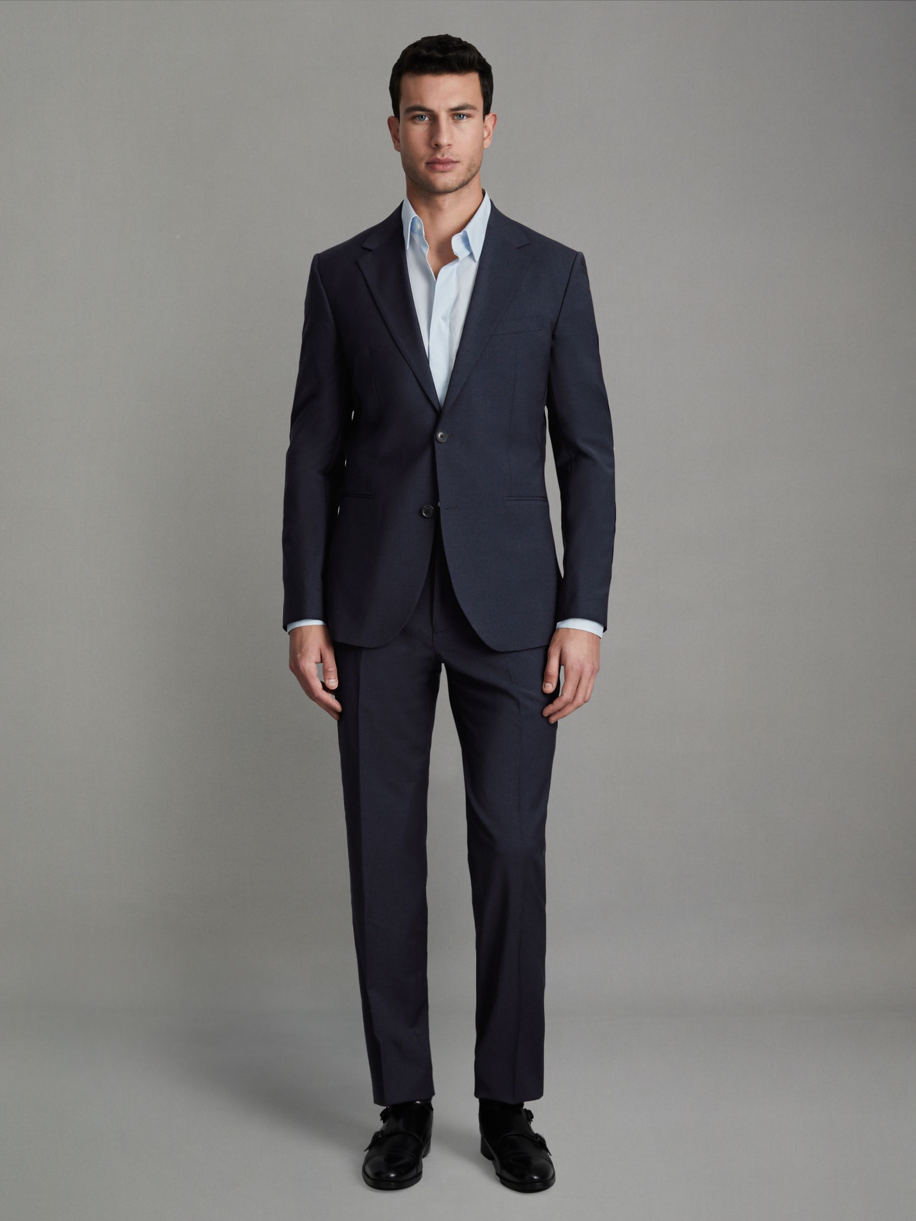 Slim-Fit Wool-Blend Single-Breasted Suit Blazer in Navy - Image 3 of 8