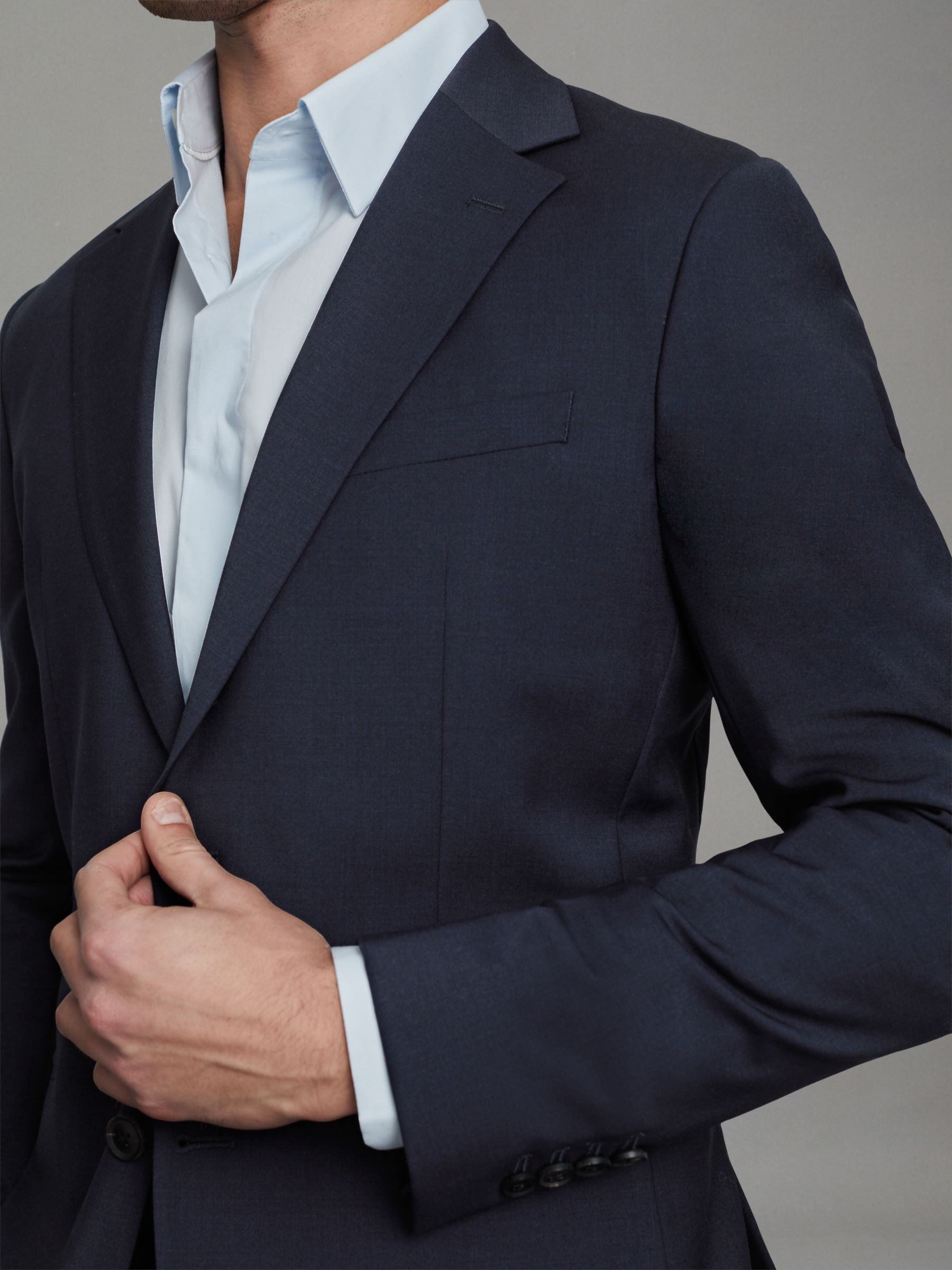 Slim-Fit Wool-Blend Single-Breasted Suit Blazer in Navy - Image 4 of 8