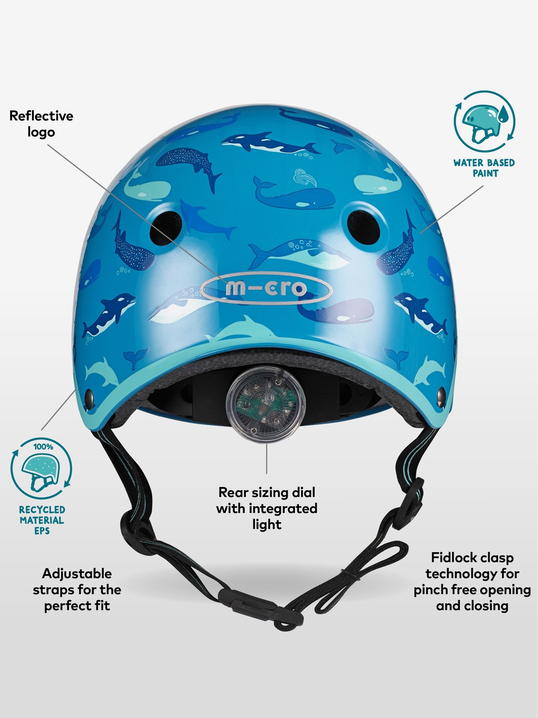 Blue Micro Scooters Deluxe Eco Sea Life Helmet Small 48-54cm - Image 3 of 6