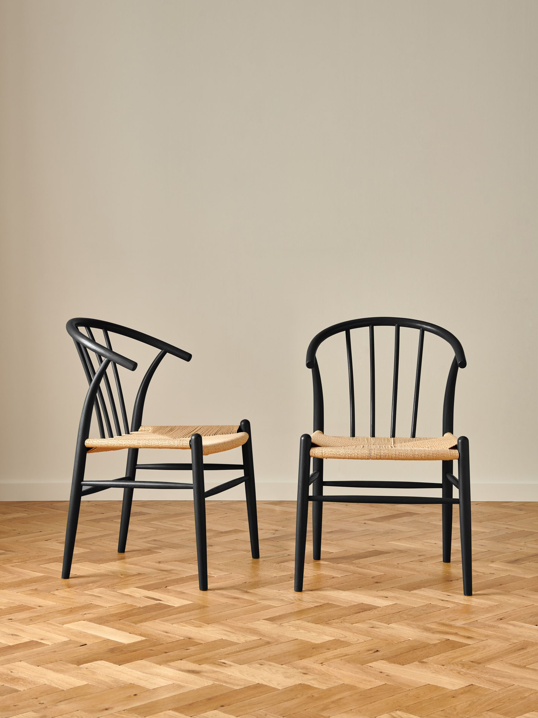 Jasper Conran London Set of 2 Black Bray Dining Chairs - Image 1 of 6