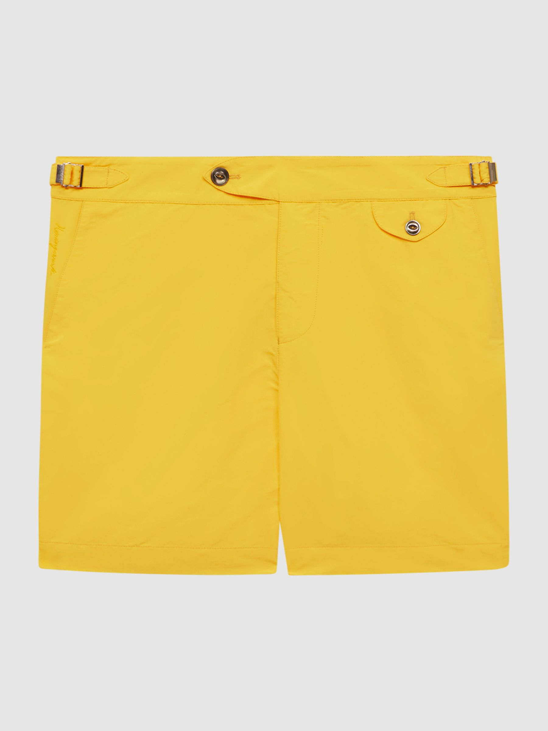Hemingsworth Side Adjuster Swim Shorts in Yellow - Image 2 of 5 Hemingsworth Side Adjuster Swim Shorts in Yellow - Image 2 of 5