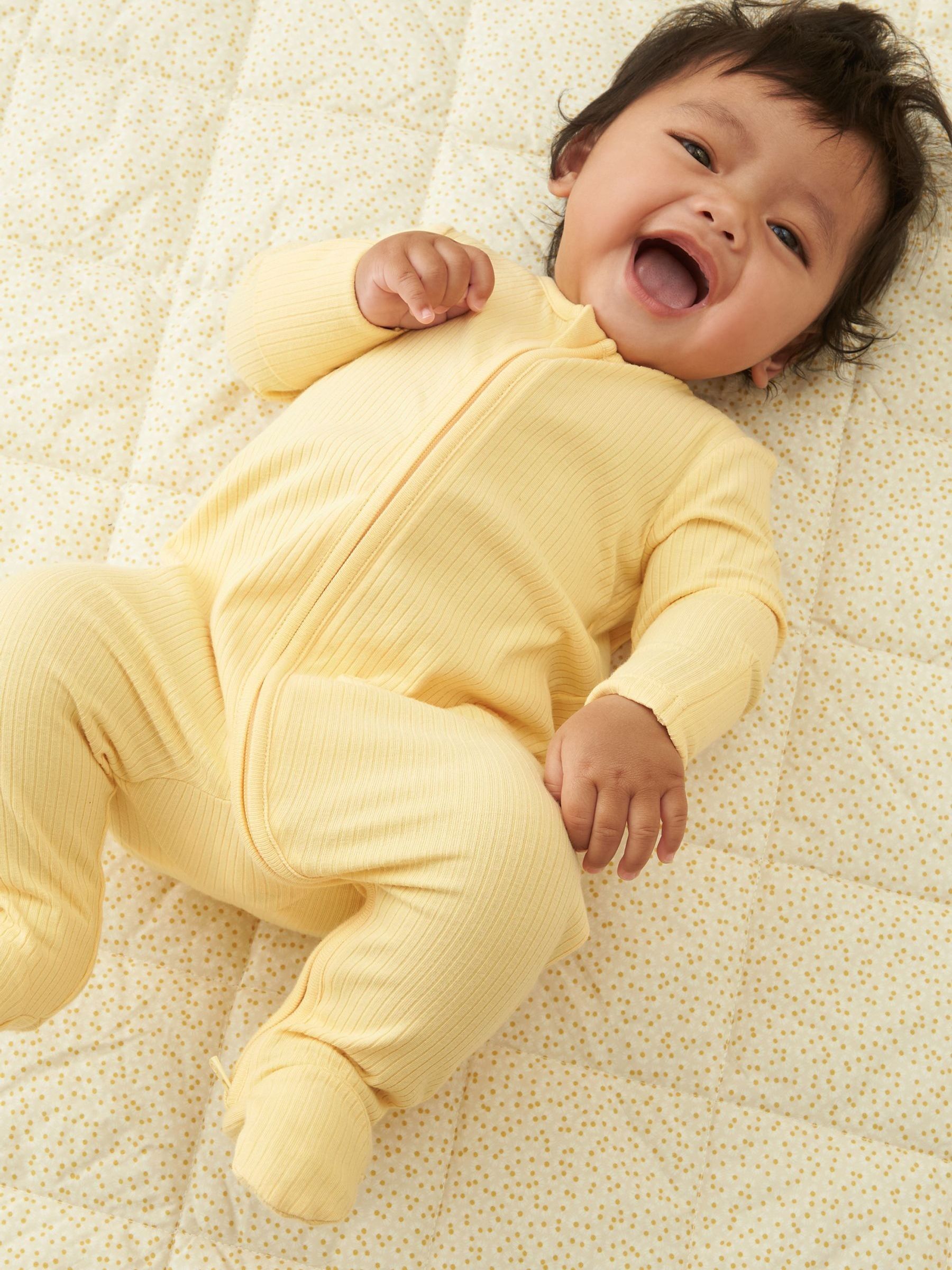 MORI Yellow Stretch Supersoft 2 Way Zip Sleepsuit - Image 1 of 6