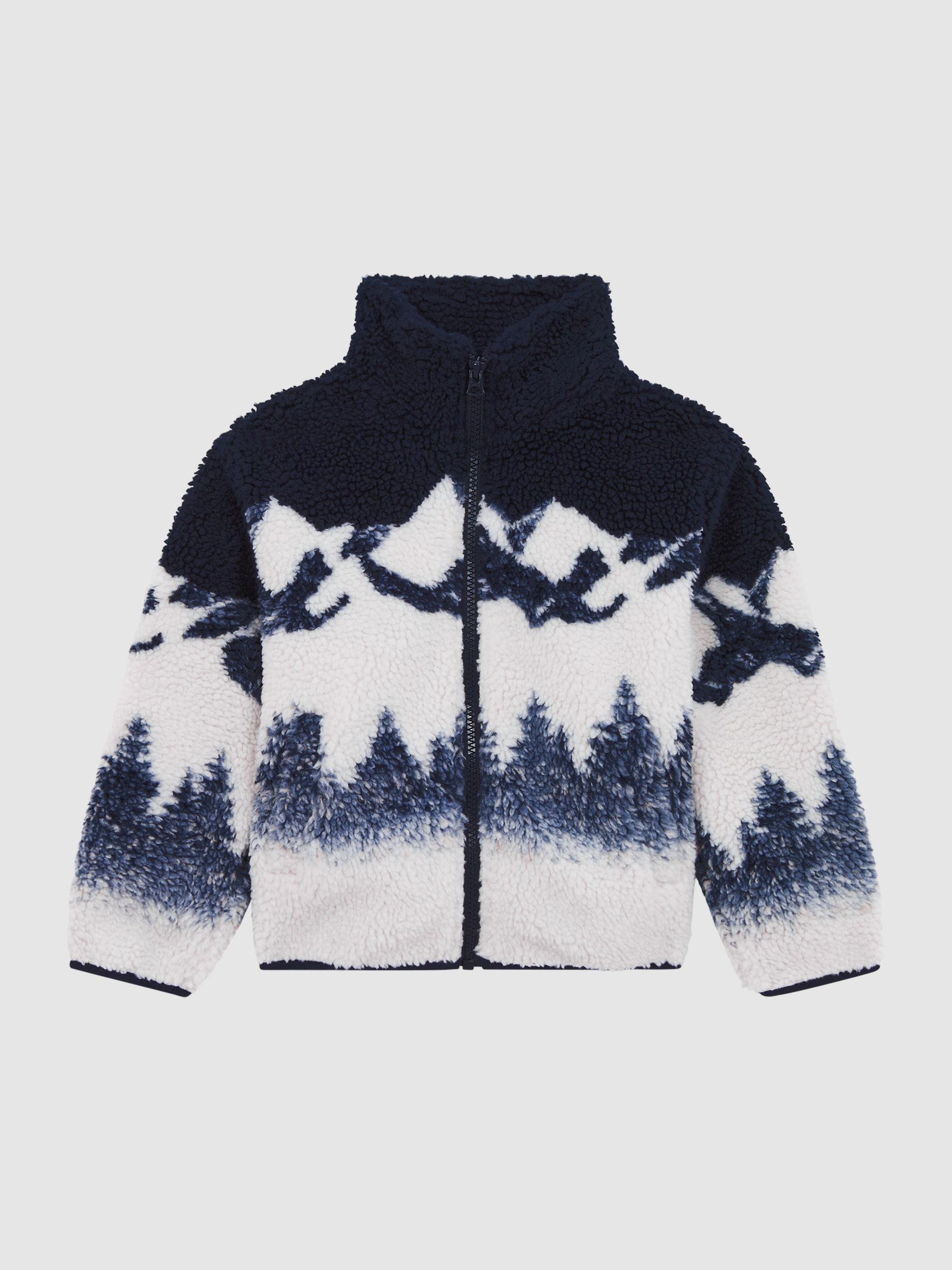 Junior Textured Zip-Through Jacket in Blue Multi - Image 2 of 6