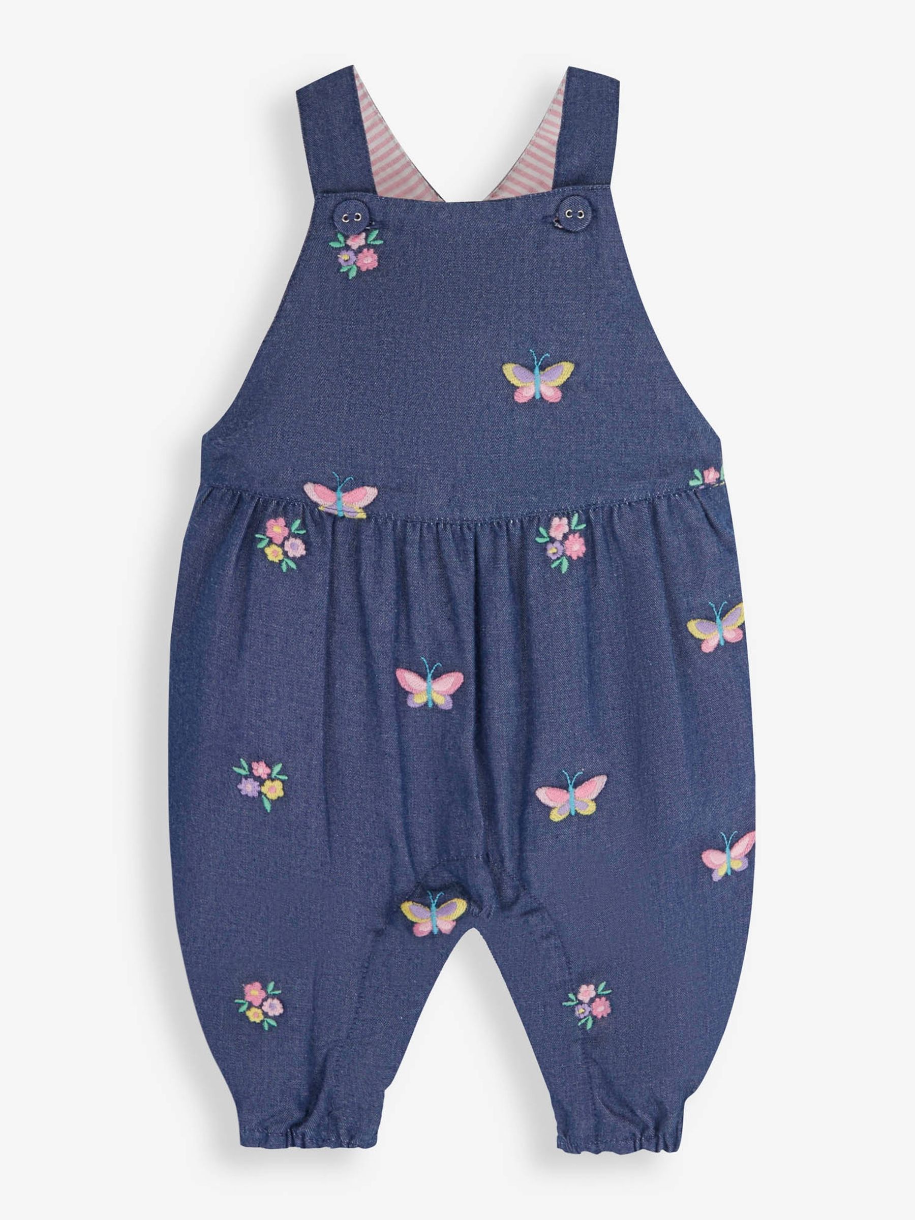 Chambray Blue Butterfly Embroidered Dungarees - Image 1 of 3