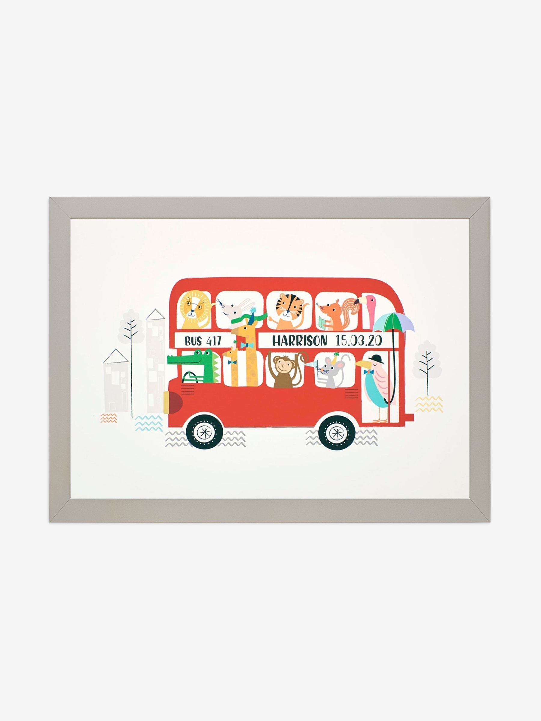 Grey Personalised & Framed Bus Print - Image 1 of 1