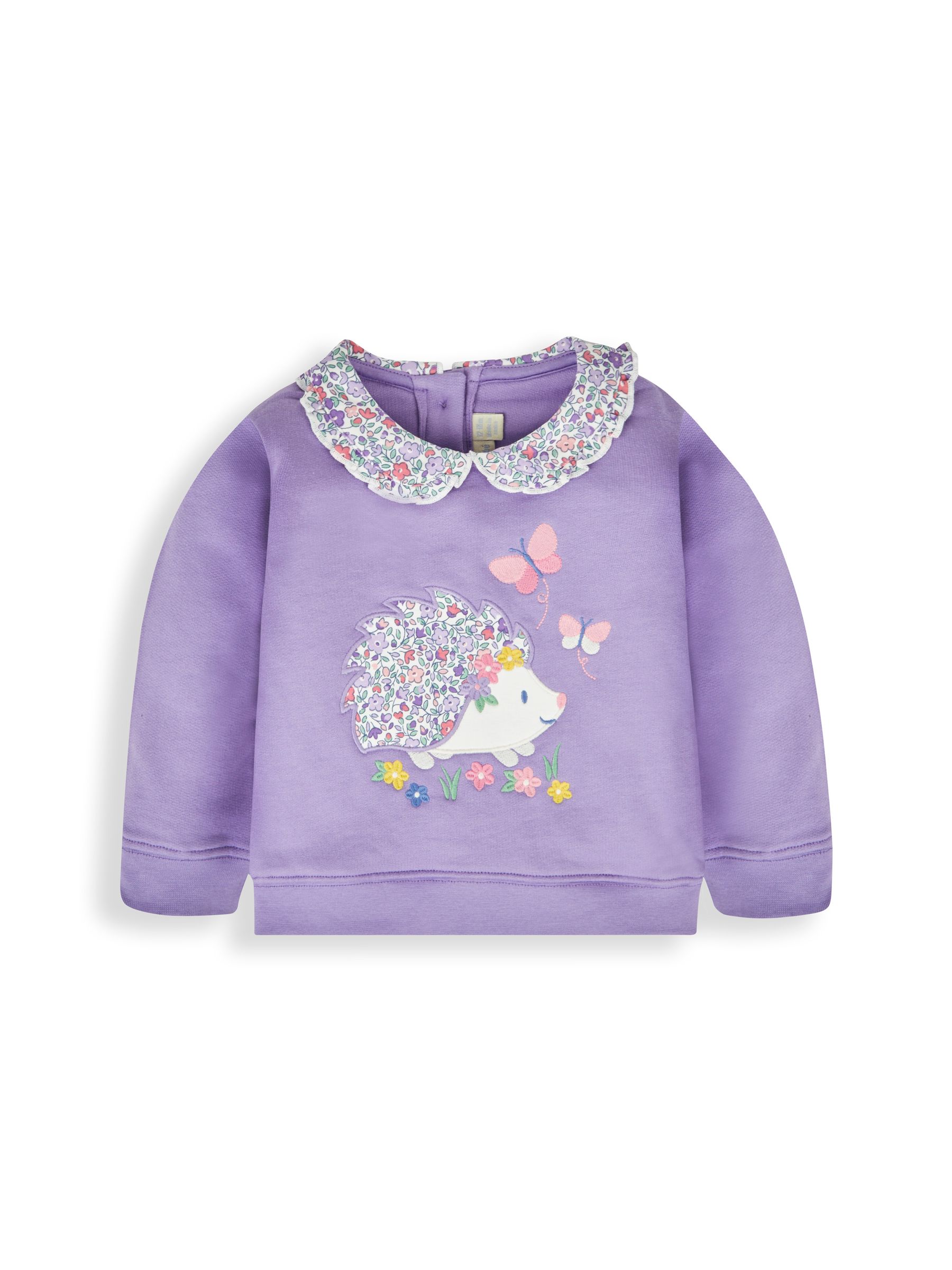 Lilac Hedgehog Appliqué Sweatshirt With Collar - Image 1 of 3