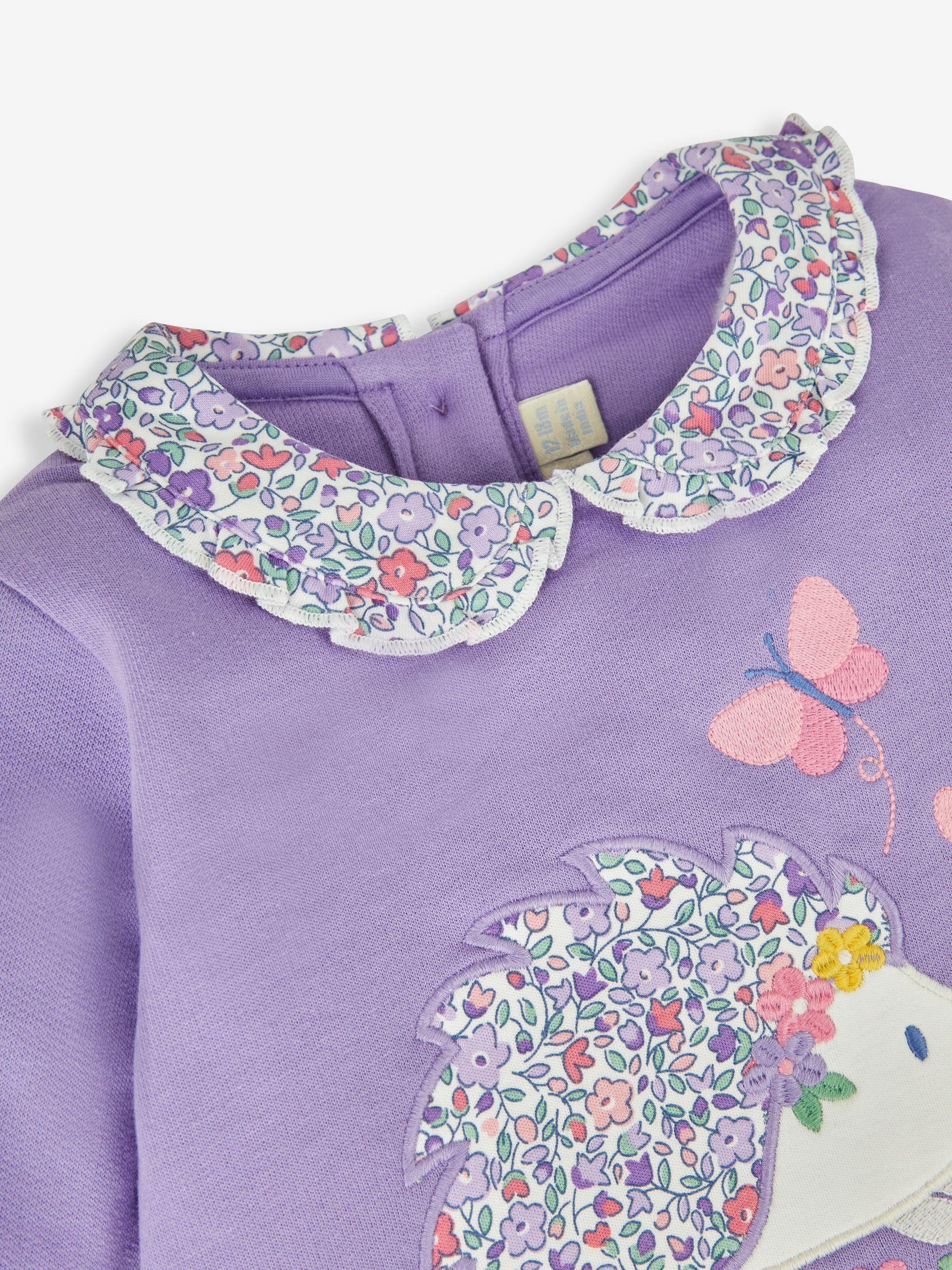 Lilac Hedgehog Appliqué Sweatshirt With Collar - Image 2 of 3