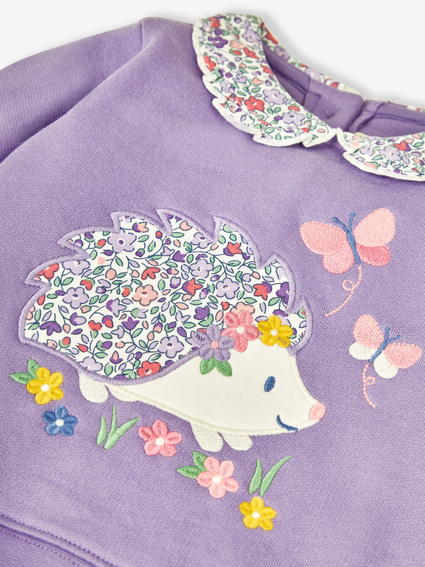 Lilac Hedgehog Appliqué Sweatshirt With Collar - Image 3 of 3