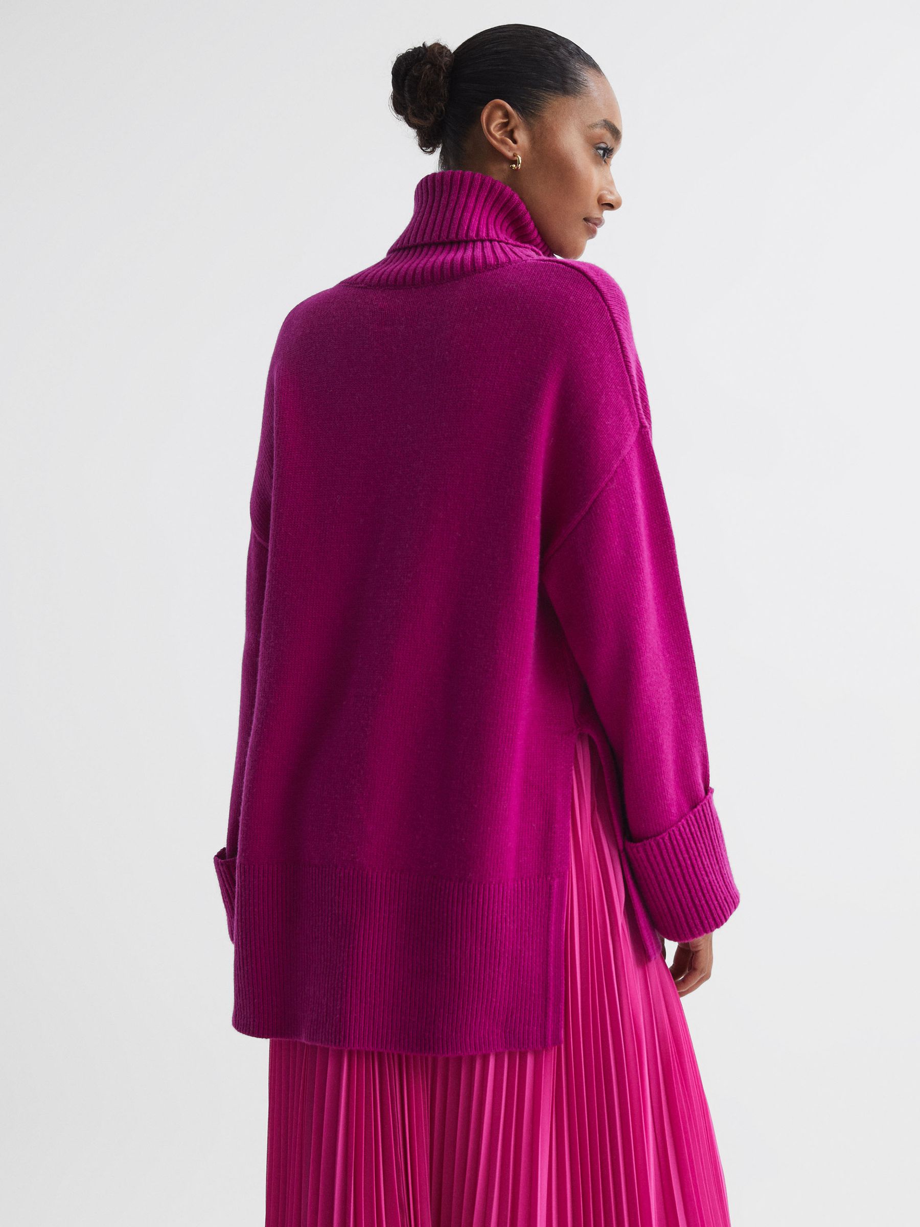 Florere Roll Neck Jumper in Bright Pink - Image 4 of 5
