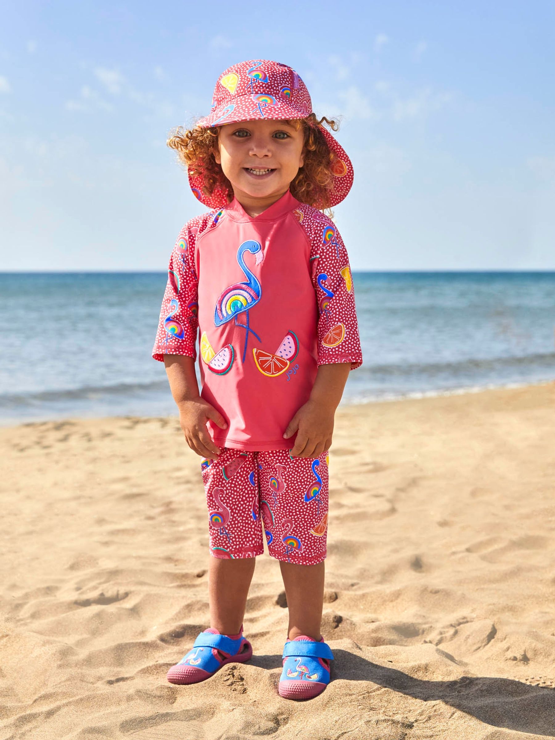Cornflower Girls' Flamingo Embroidered Beach Sandals - Image 1 of 6