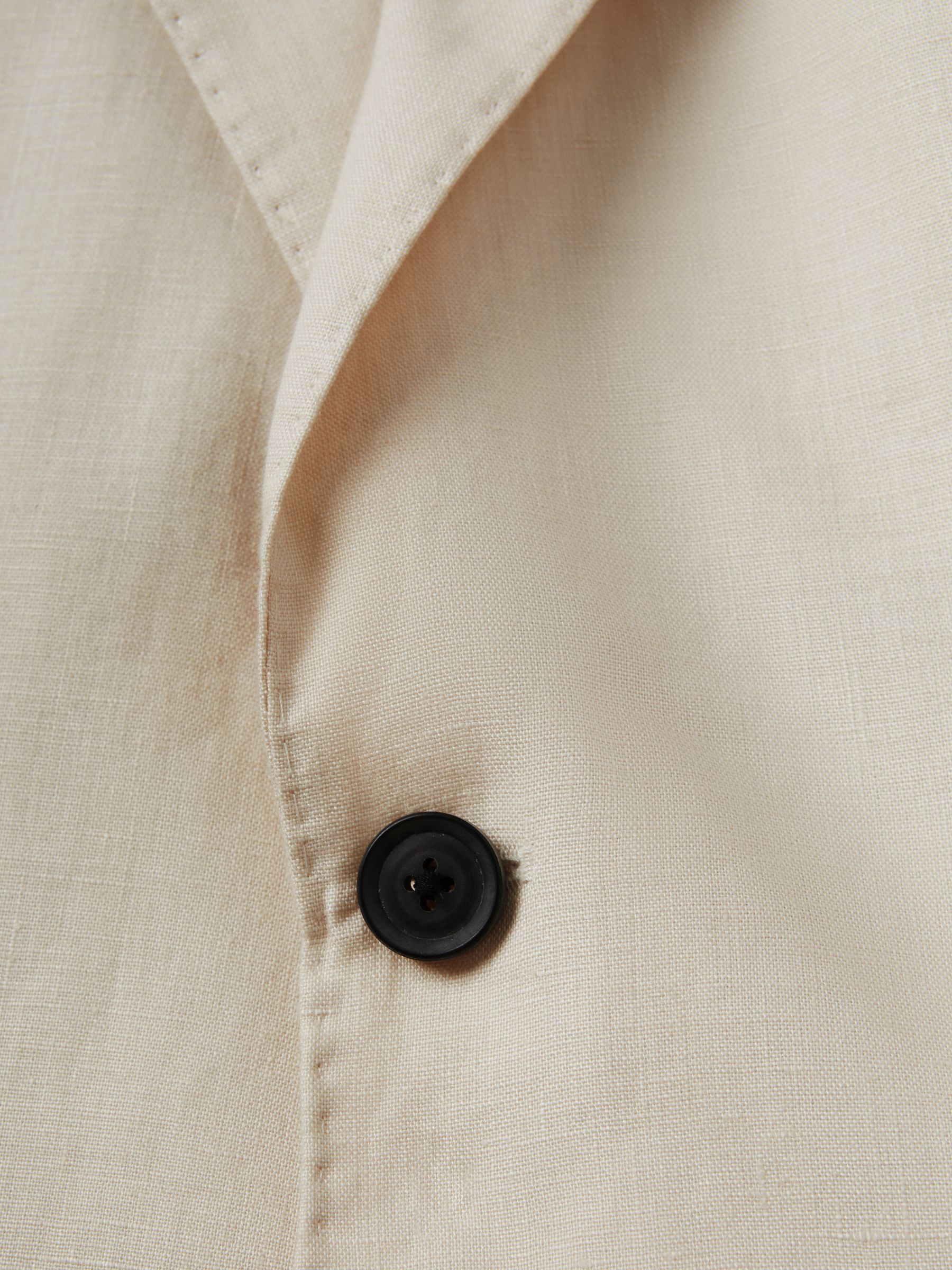 Slim Fit Single Breasted Linen Blazer in Stone - Image 6 of 6