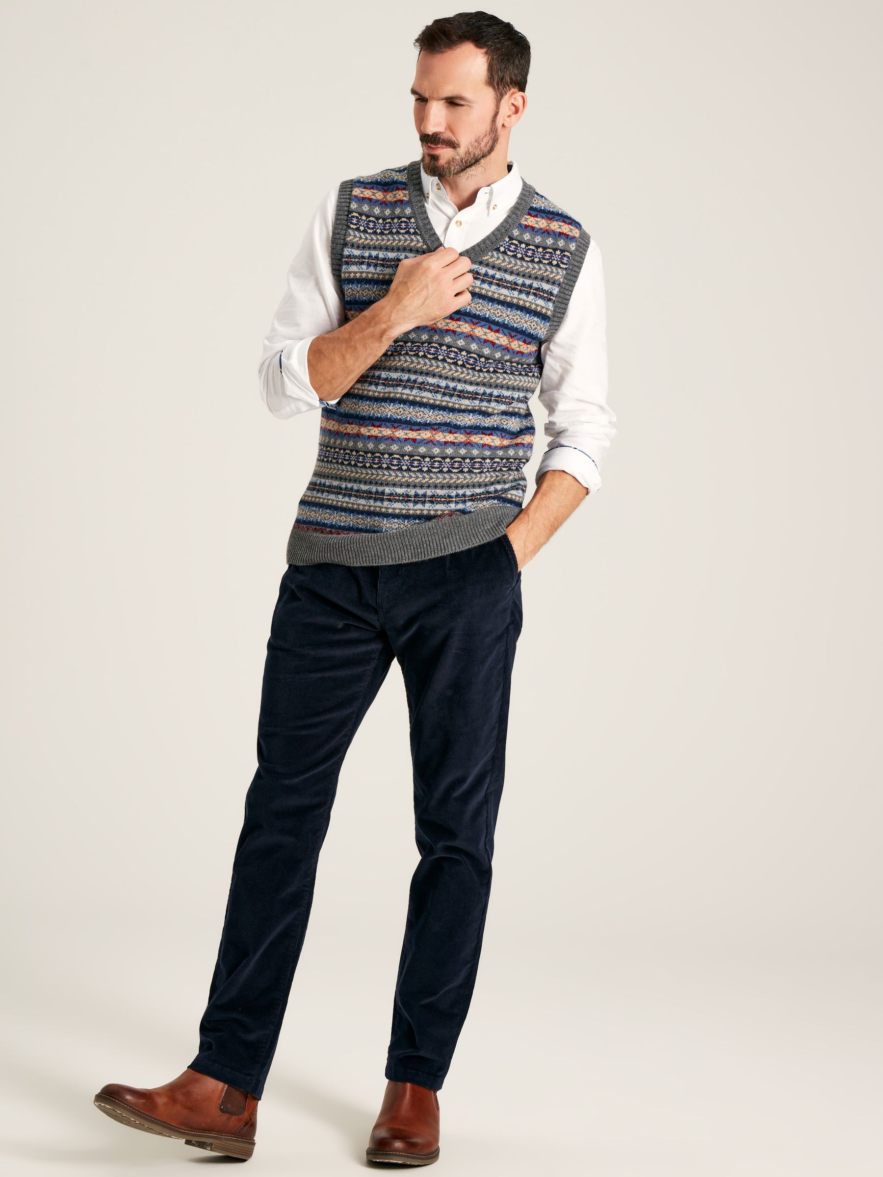 Cord Navy Blue Straight Leg Corduroy Trousers - Image 3 of 6