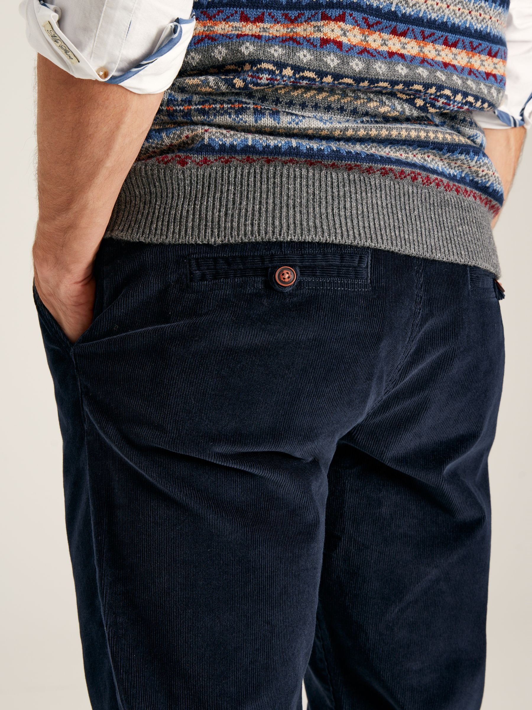 Cord Navy Blue Straight Leg Corduroy Trousers - Image 4 of 6