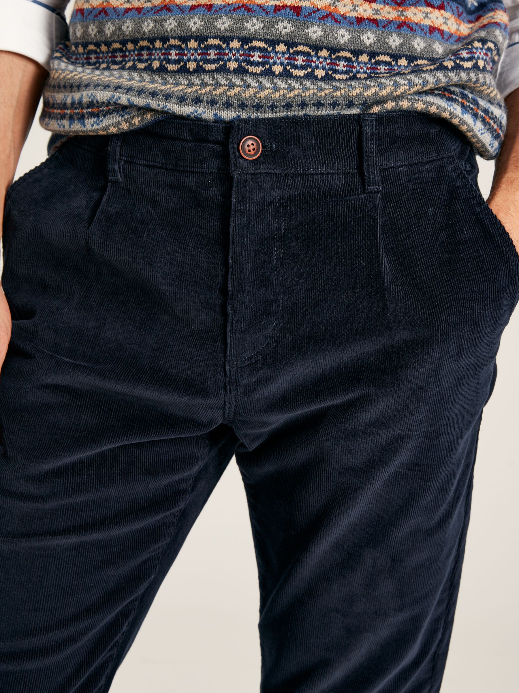 Cord Navy Blue Straight Leg Corduroy Trousers - Image 5 of 6