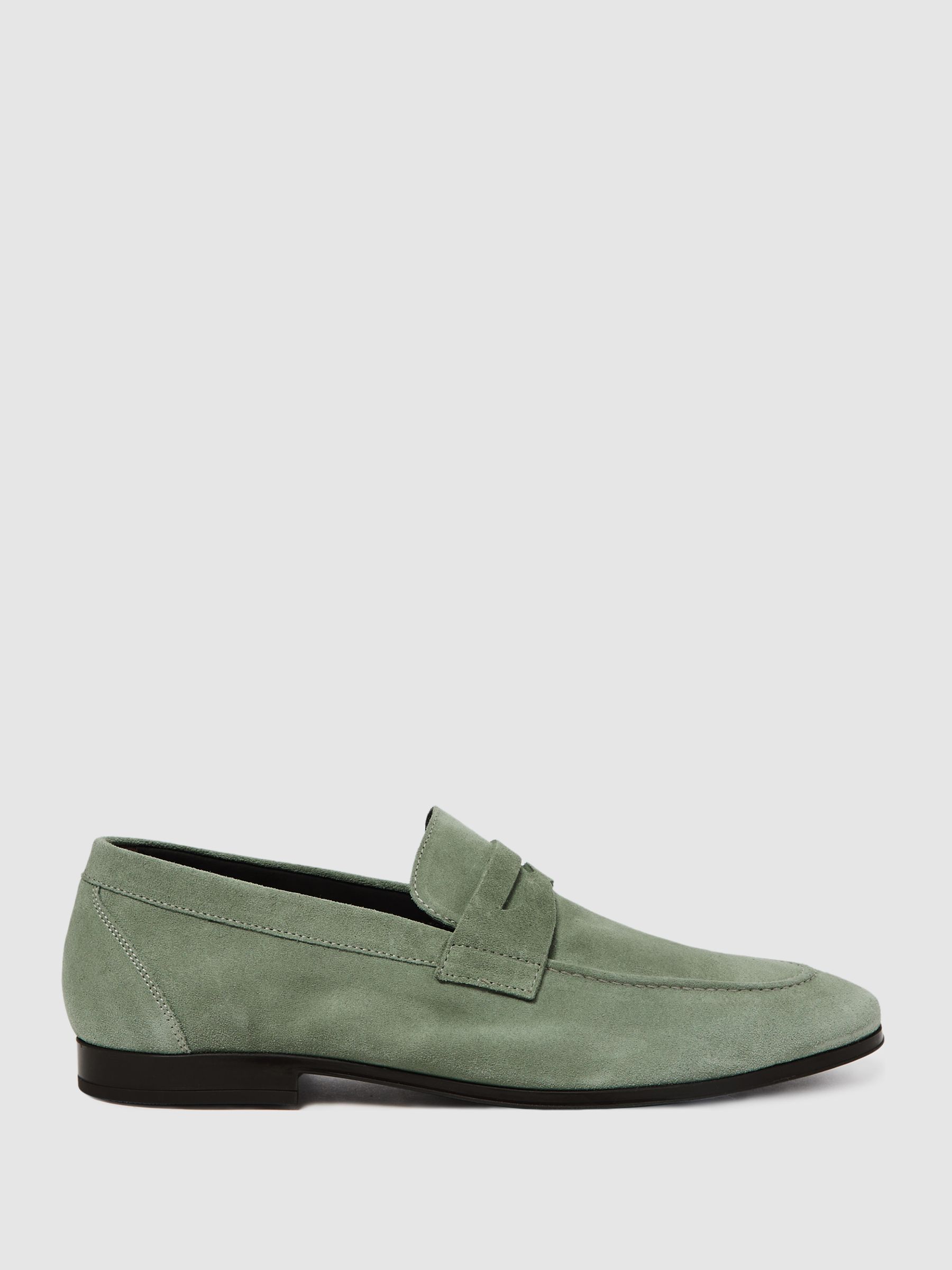 Suede Slip On Loafers in Dusty Mint - Image 1 of 5