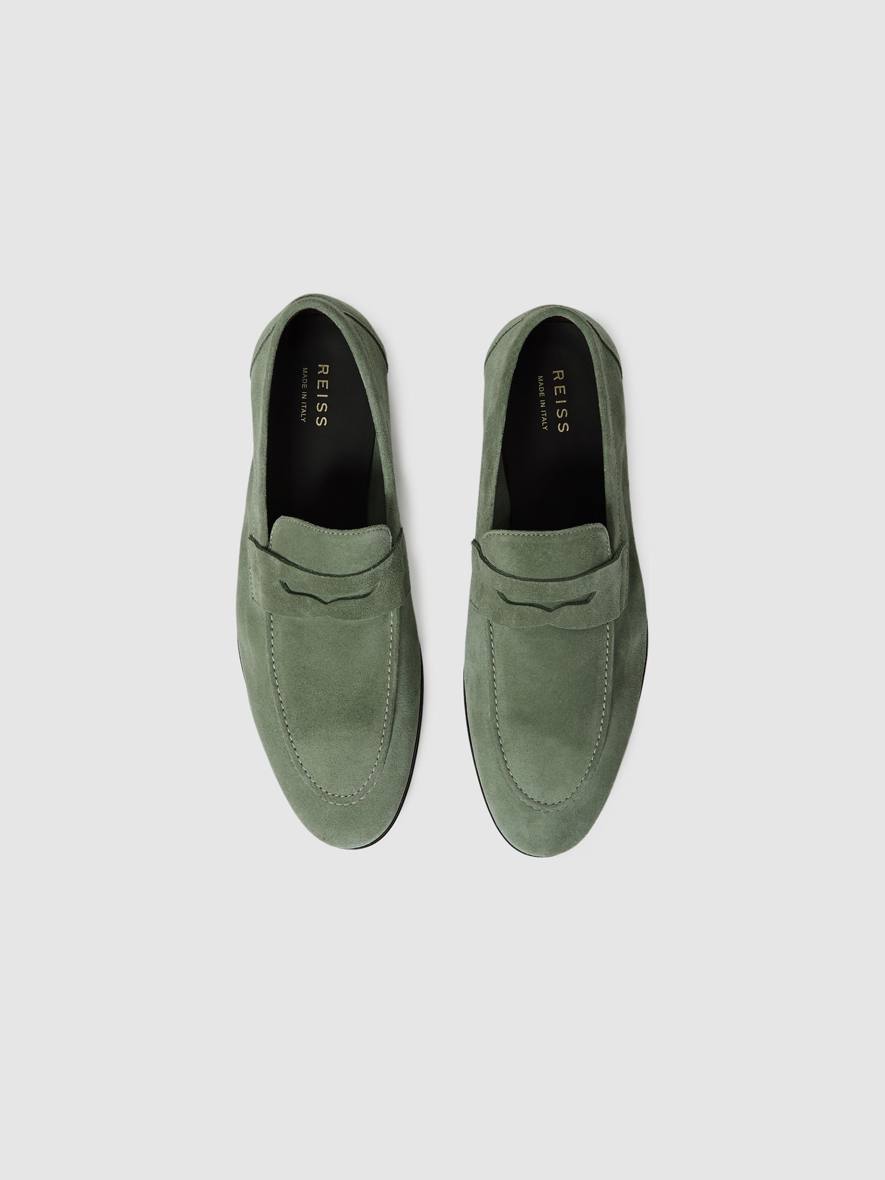 Suede Slip On Loafers in Dusty Mint - Image 3 of 5