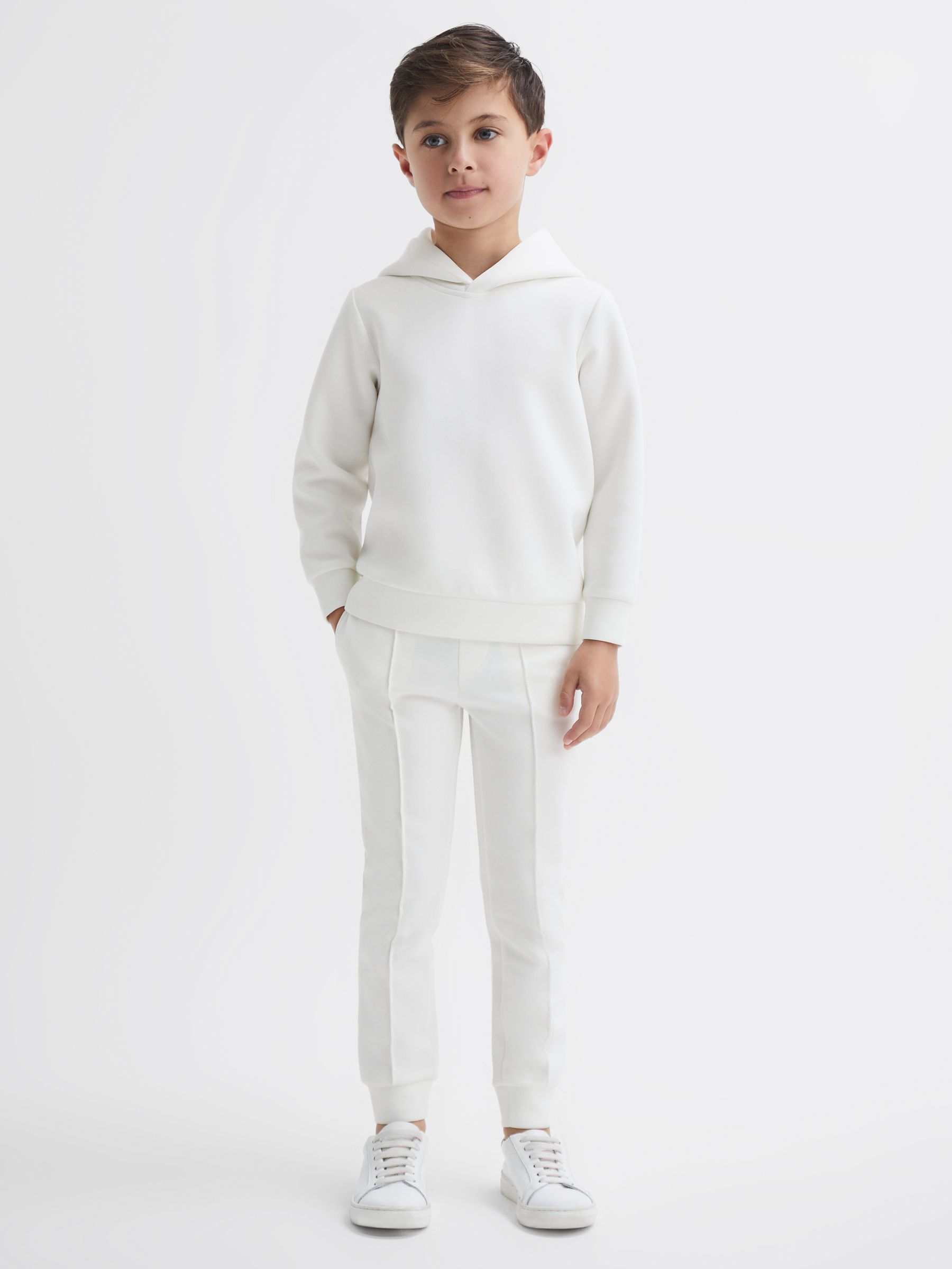 Junior Drawstring Jersey Joggers in White - Image 3 of 5