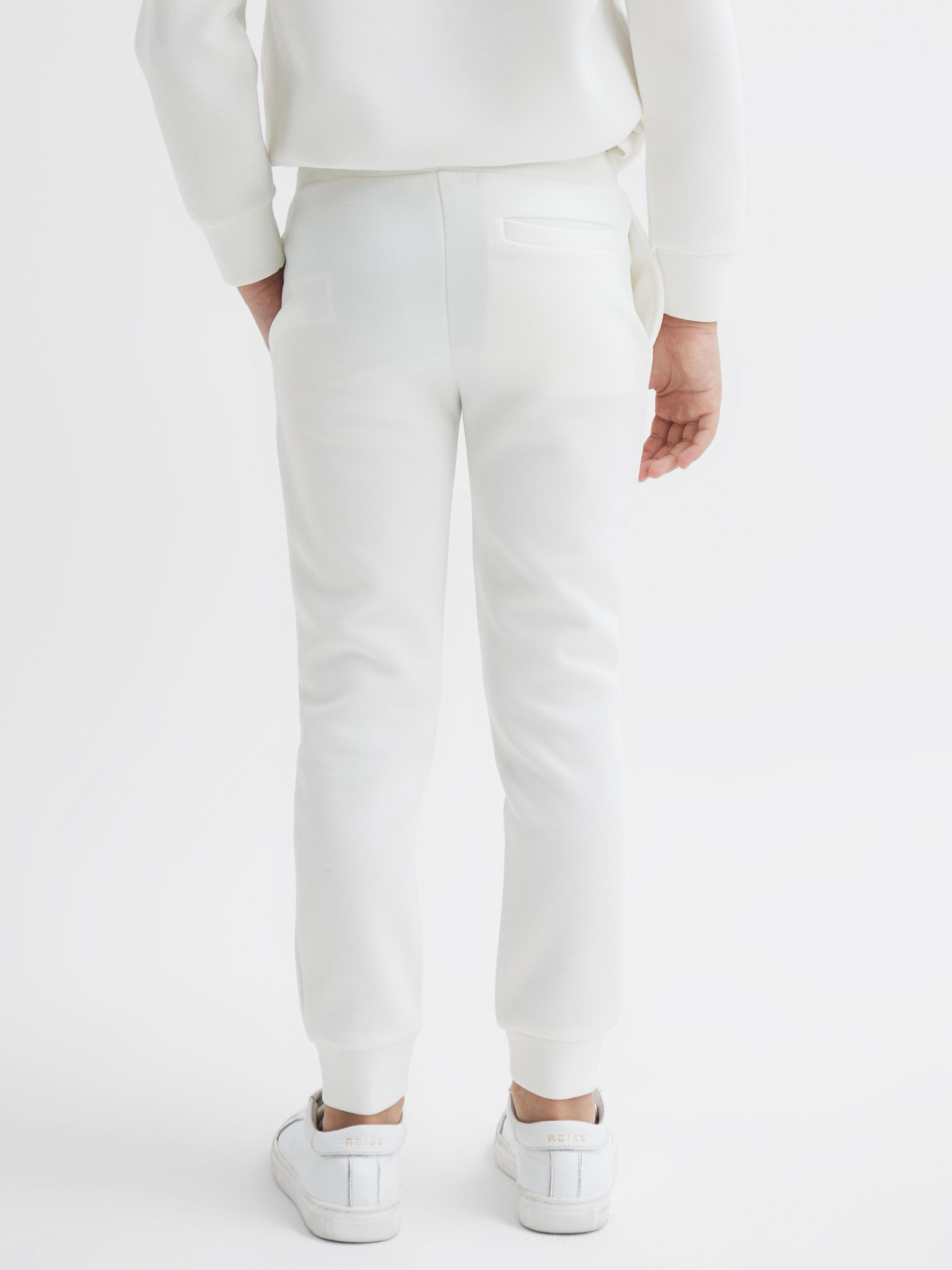Junior Drawstring Jersey Joggers in White - Image 4 of 5