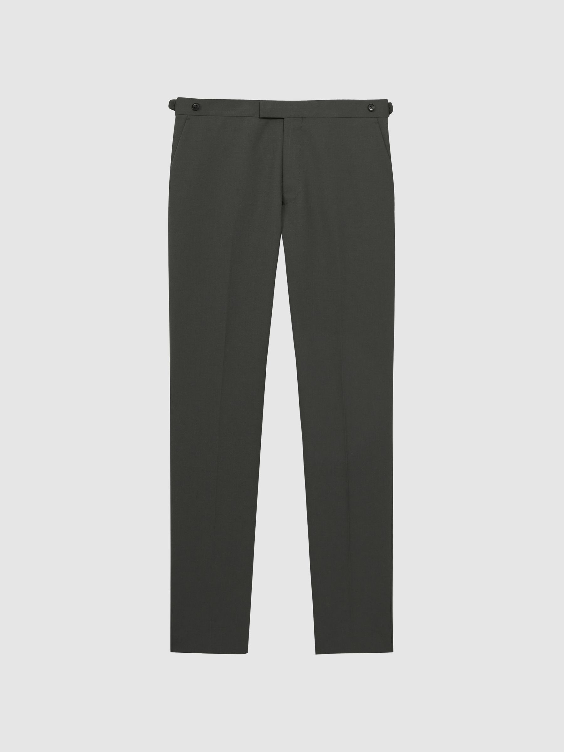 Slim Fit Wool Trousers in Forest Green - Image 2 of 5