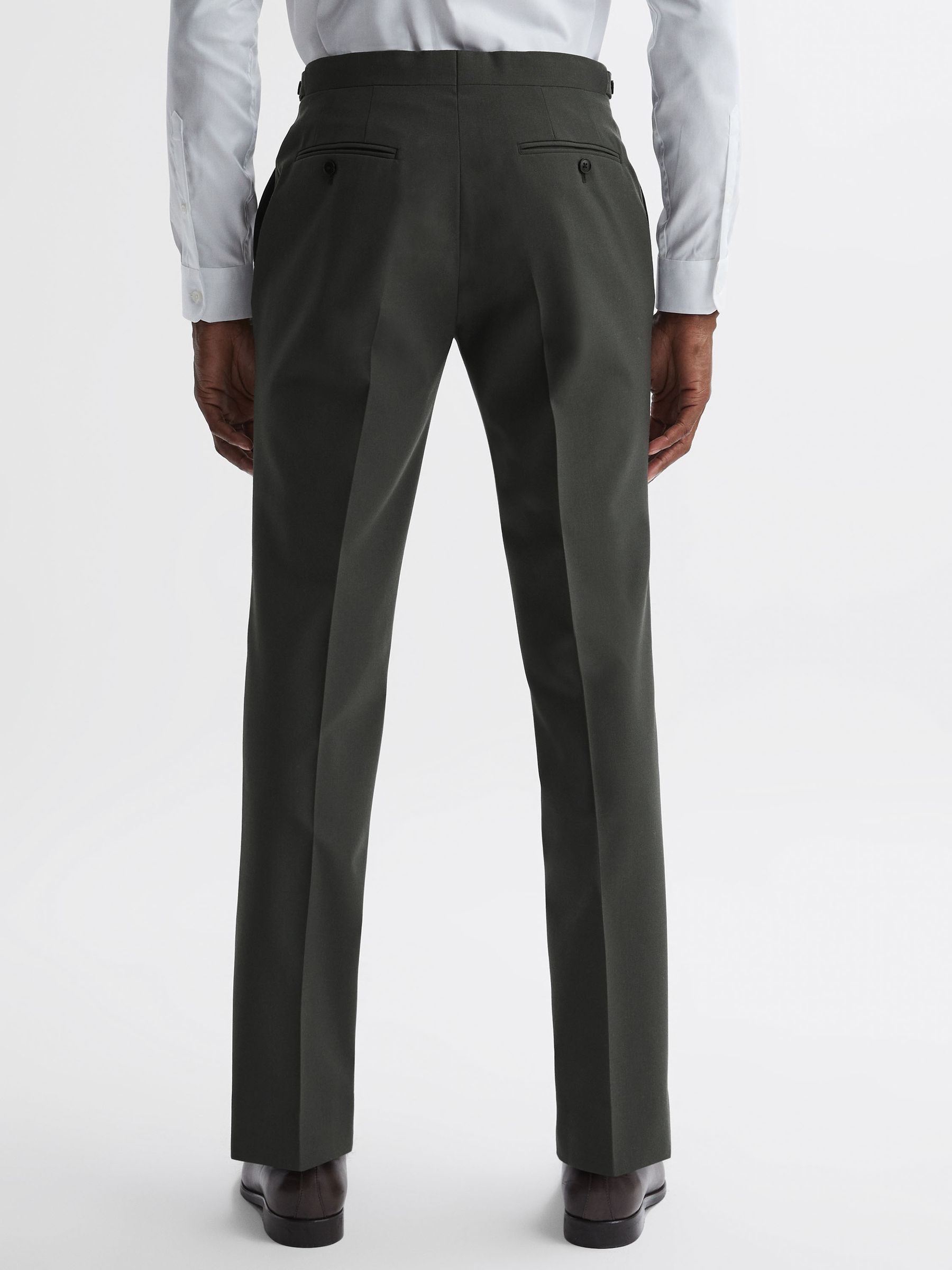 Slim Fit Wool Trousers in Forest Green - Image 5 of 5
