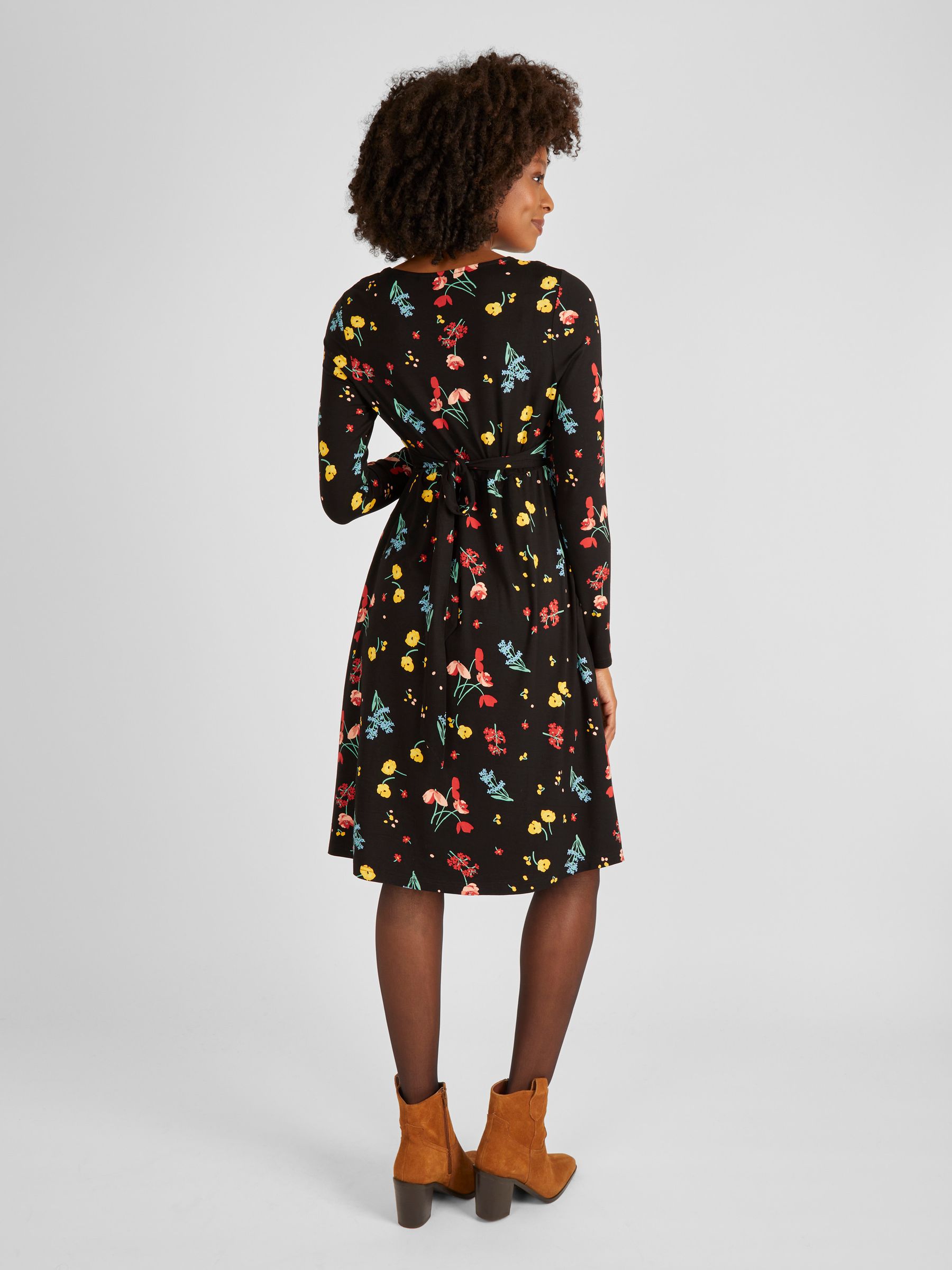 Black Floral Maternity & Nursing Dress - Image 3 of 4