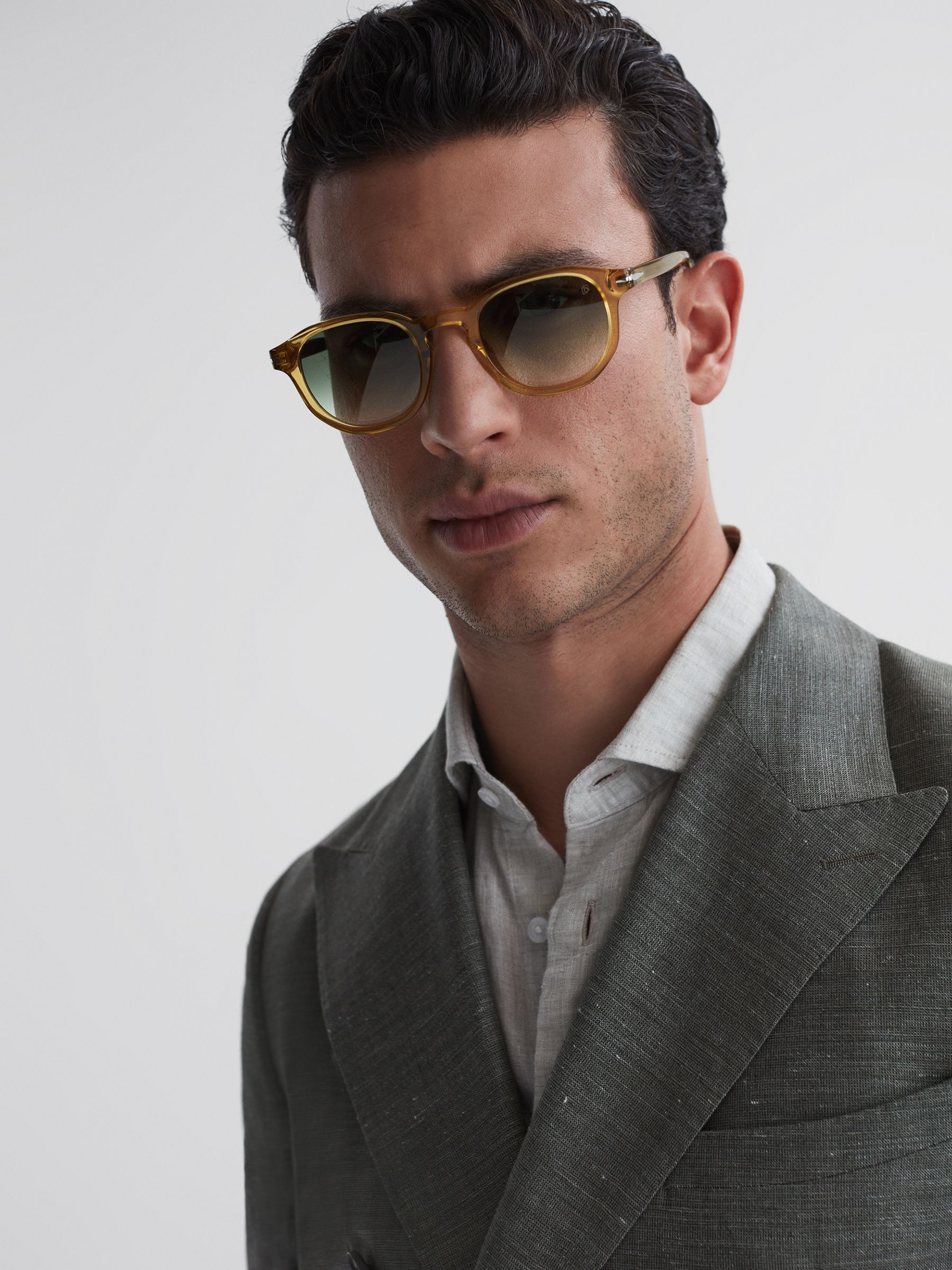 Eyewear by David Beckham Round Sunglasses in Yellow - Image 3 of 5