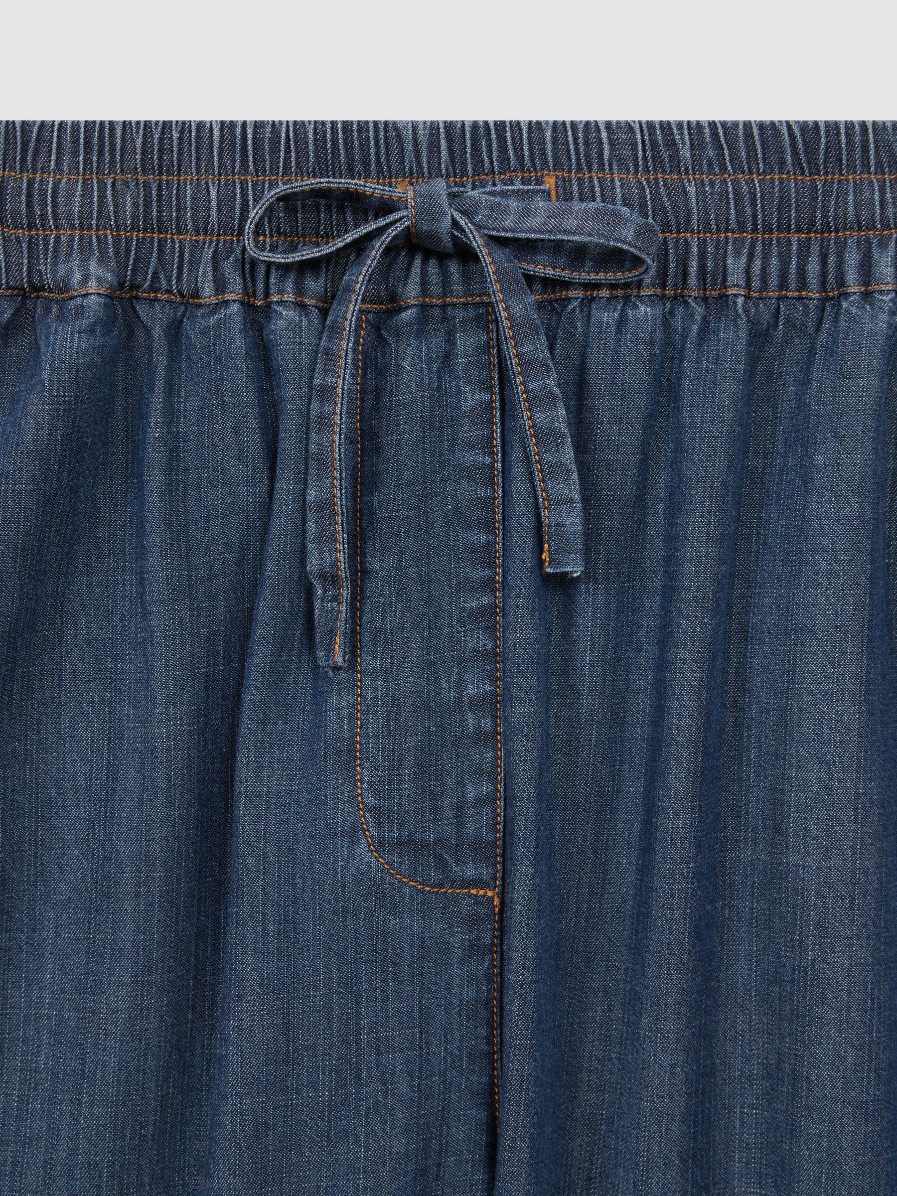 Denim Look Tapered Trousers in Mid Blue - Image 6 of 6