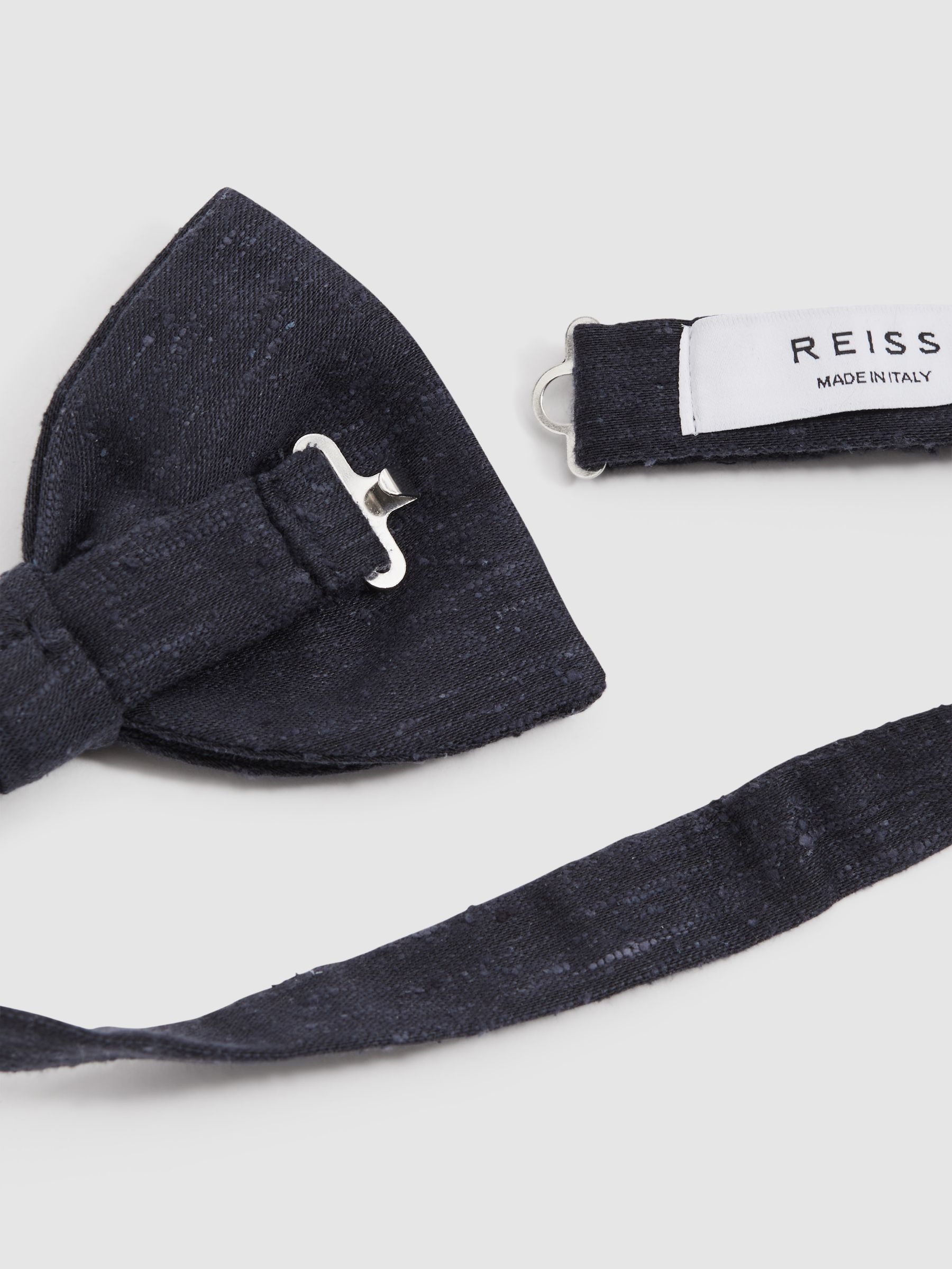 Nœud papillon texturé en soie mélangée, bleu marine - Image 3 de 4