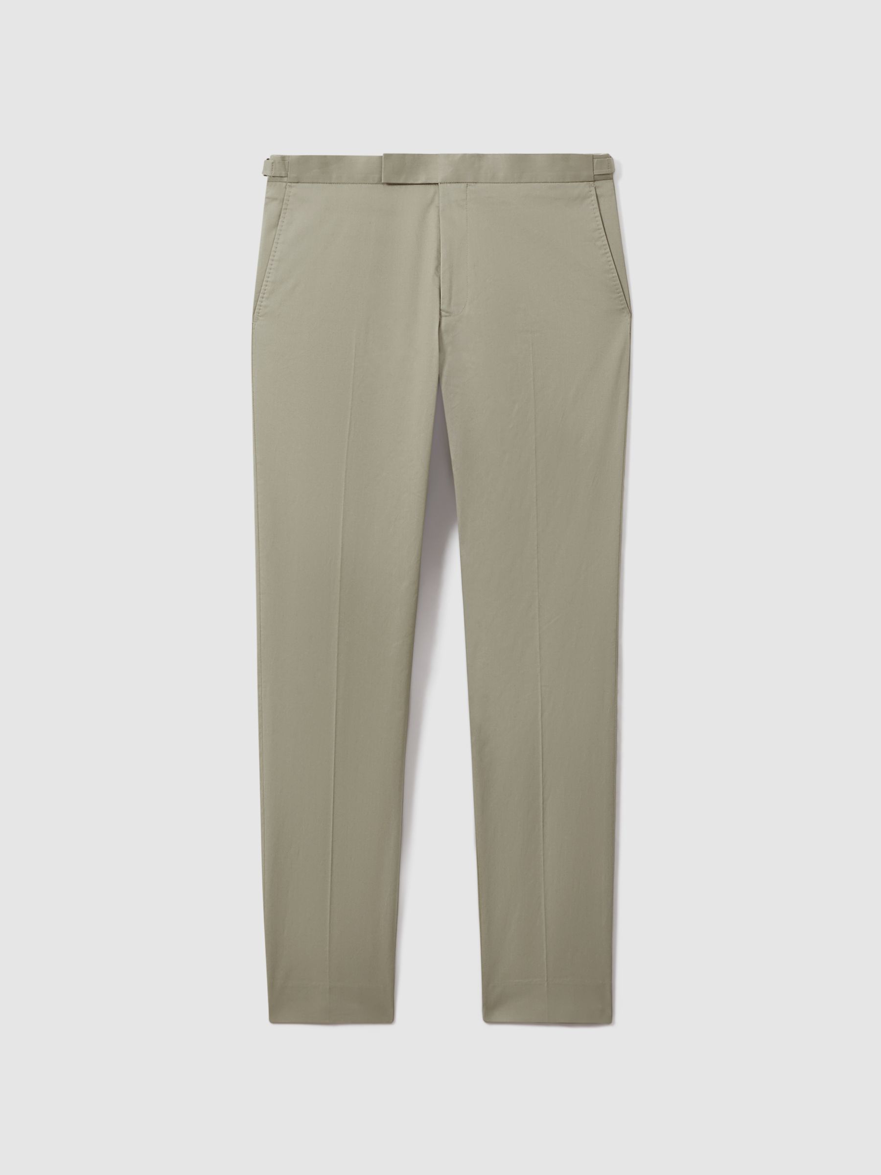 Slim Fit Cotton Blend Adjuster Trousers in Sage - Image 2 of 6