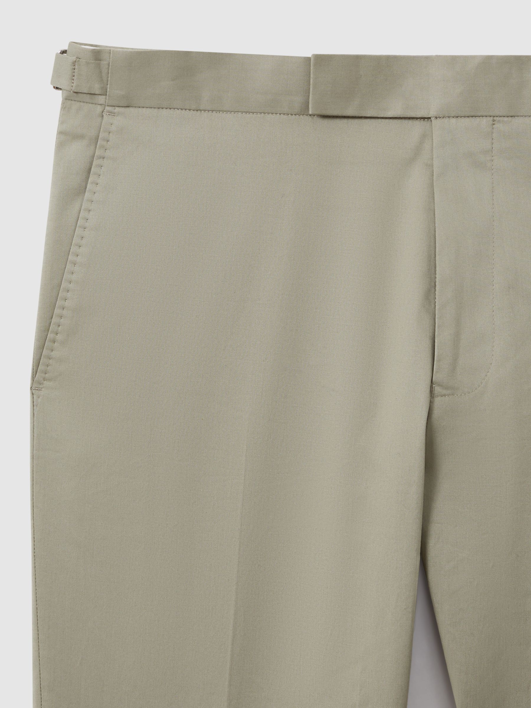 Slim Fit Cotton Blend Adjuster Trousers in Sage - Image 6 of 6