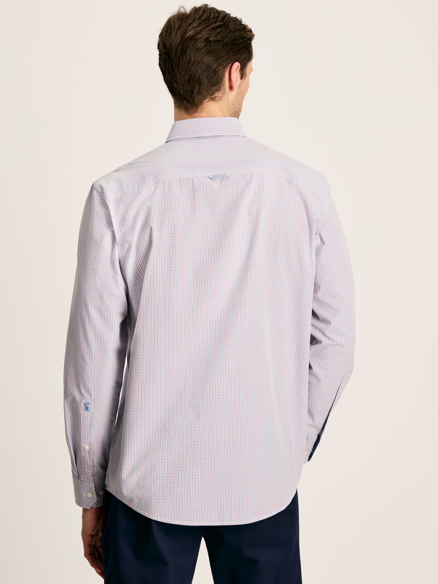 Abbott Blue Gingham Cotton Poplin Shirt - Image 3 of 8