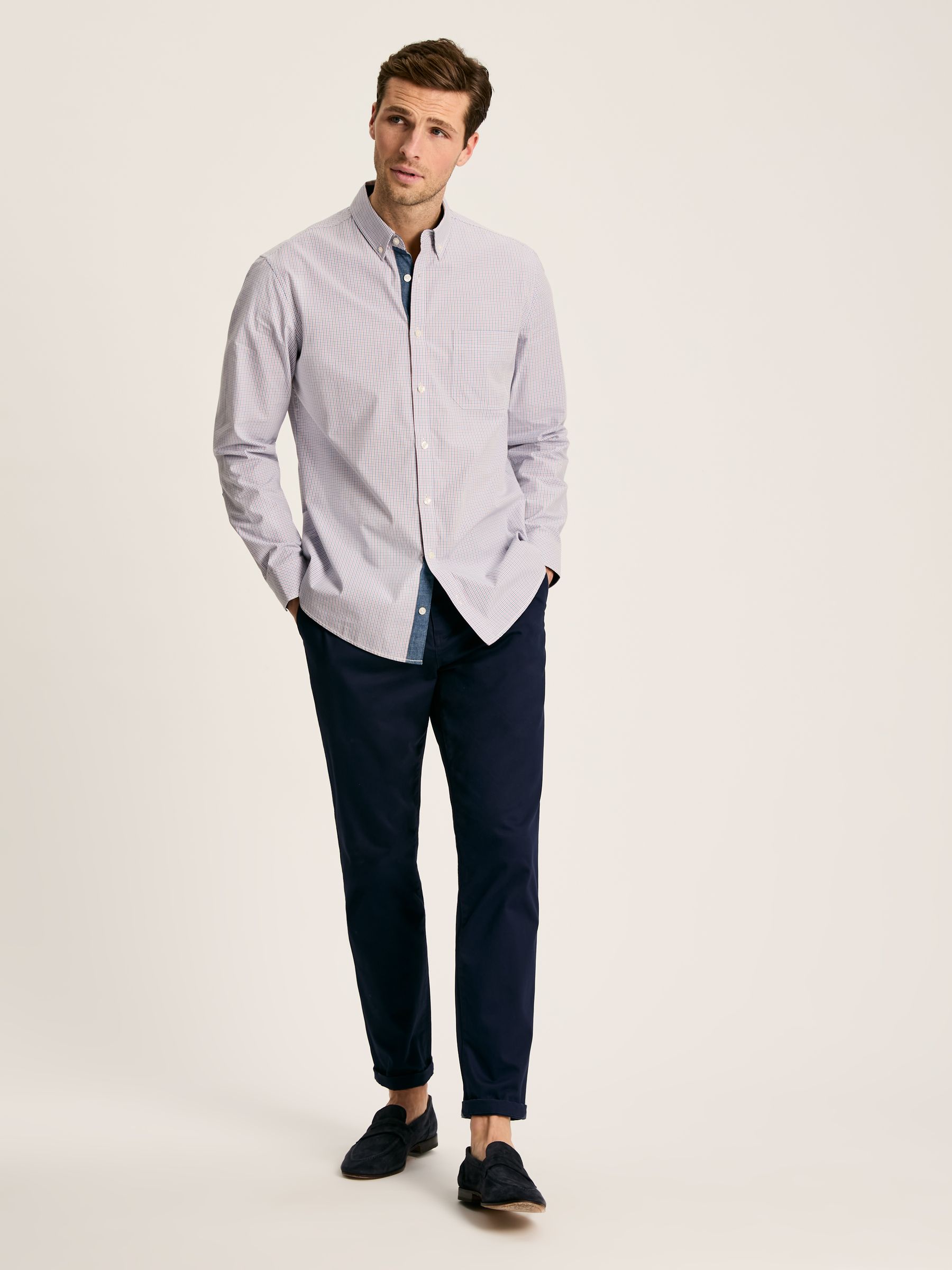 Abbott Blue Gingham Cotton Poplin Shirt - Image 4 of 8