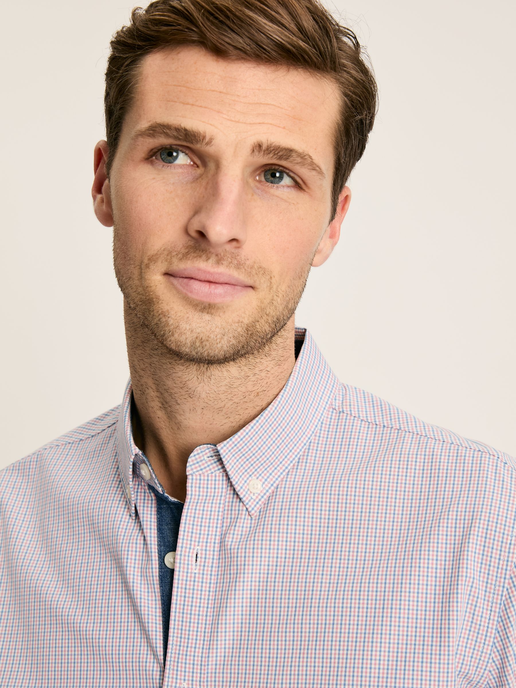 Abbott Blue Gingham Cotton Poplin Shirt - Image 5 of 8