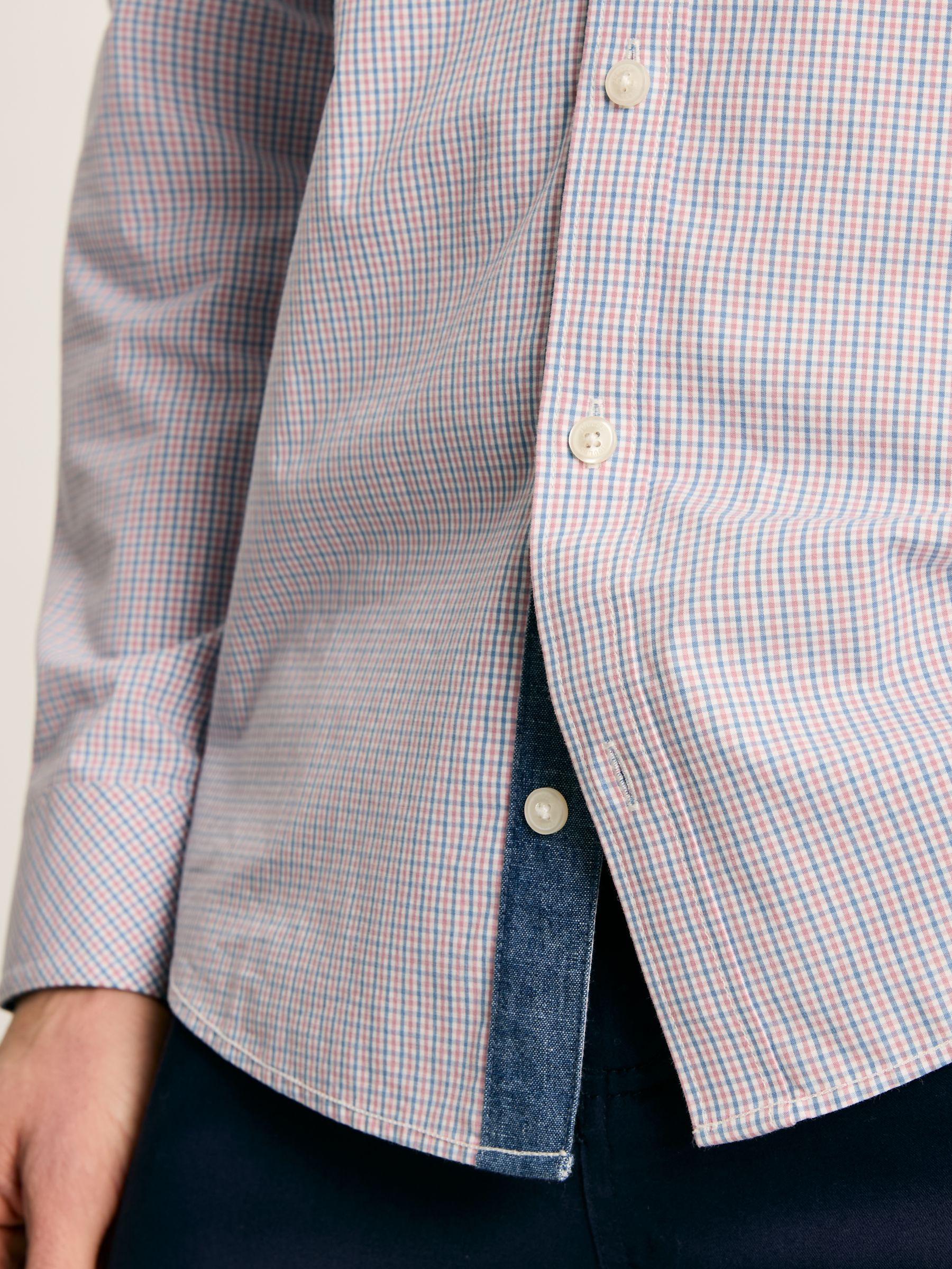 Abbott Blue Gingham Cotton Poplin Shirt - Image 7 of 8