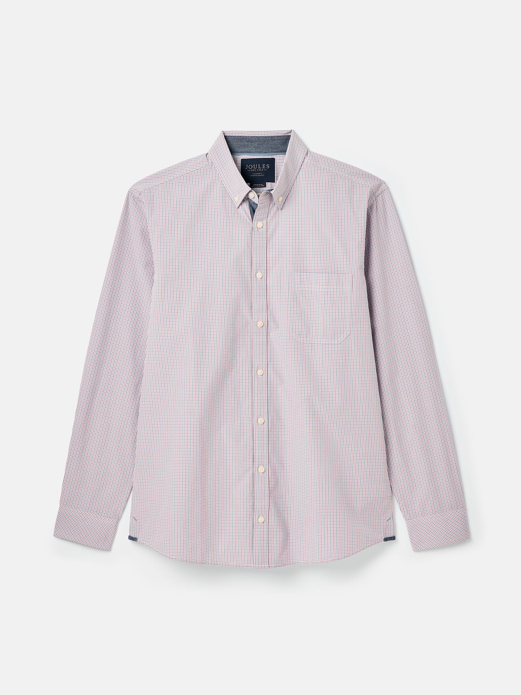 Abbott Blue Gingham Cotton Poplin Shirt - Image 8 of 8