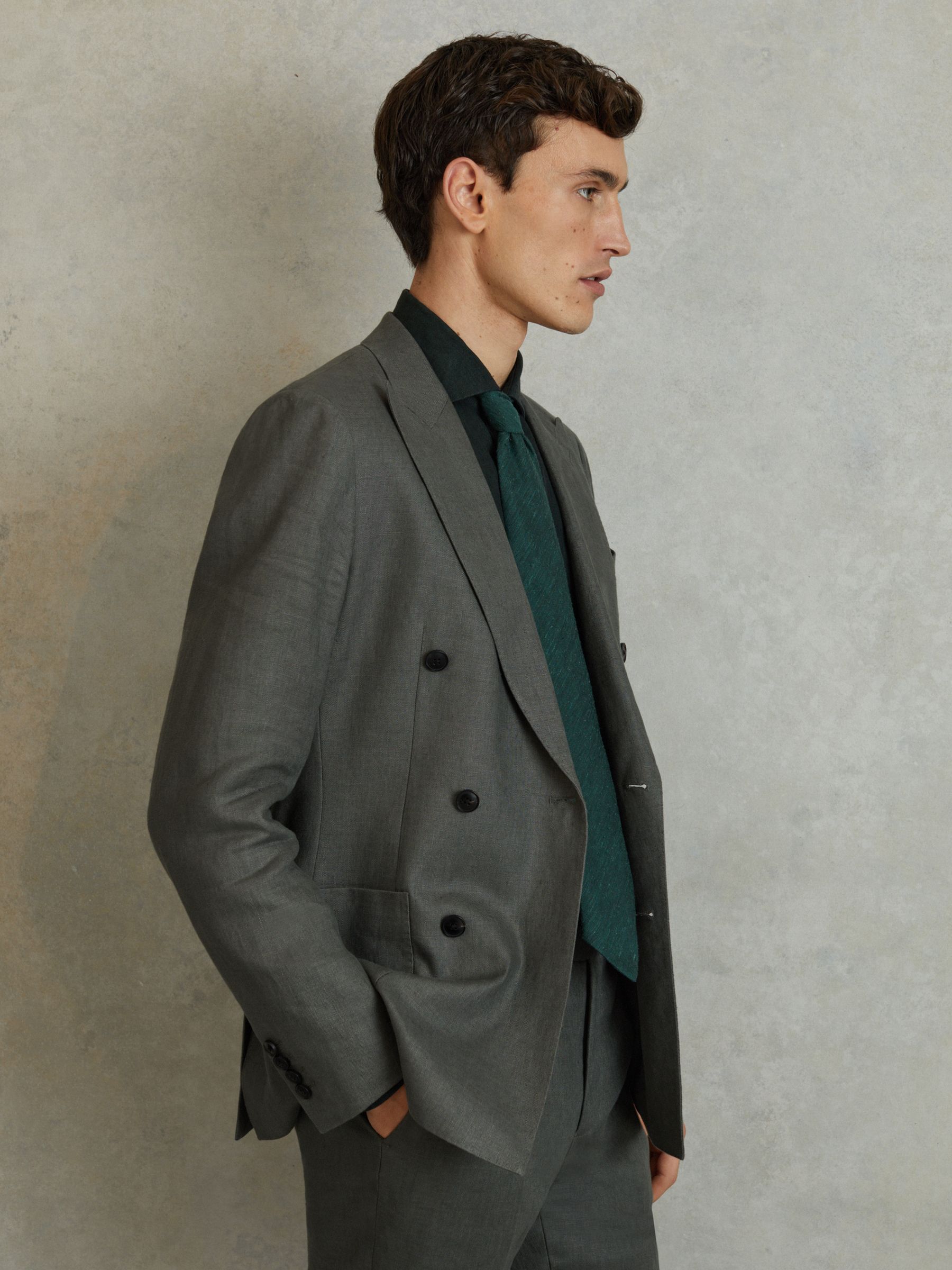 Textured Silk Blend Tie in Hunting Green - Image 2 of 5