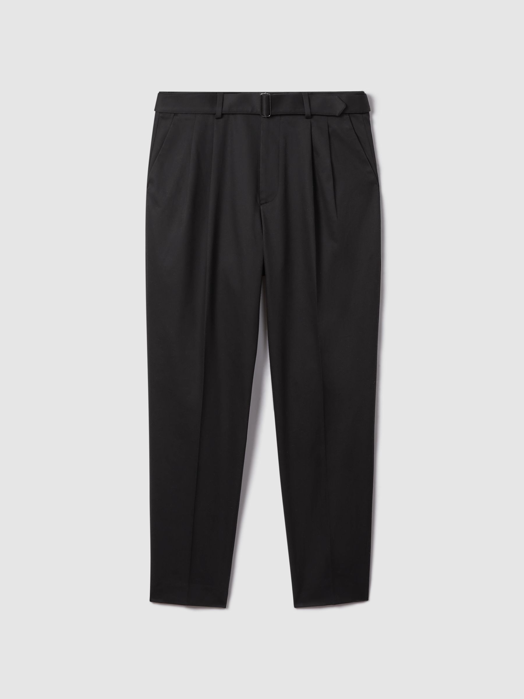 Relaxed Tapered Belted Trousers in Black - Image 2 of 5 Relaxed Tapered Belted Trousers in Black - Image 2 of 5