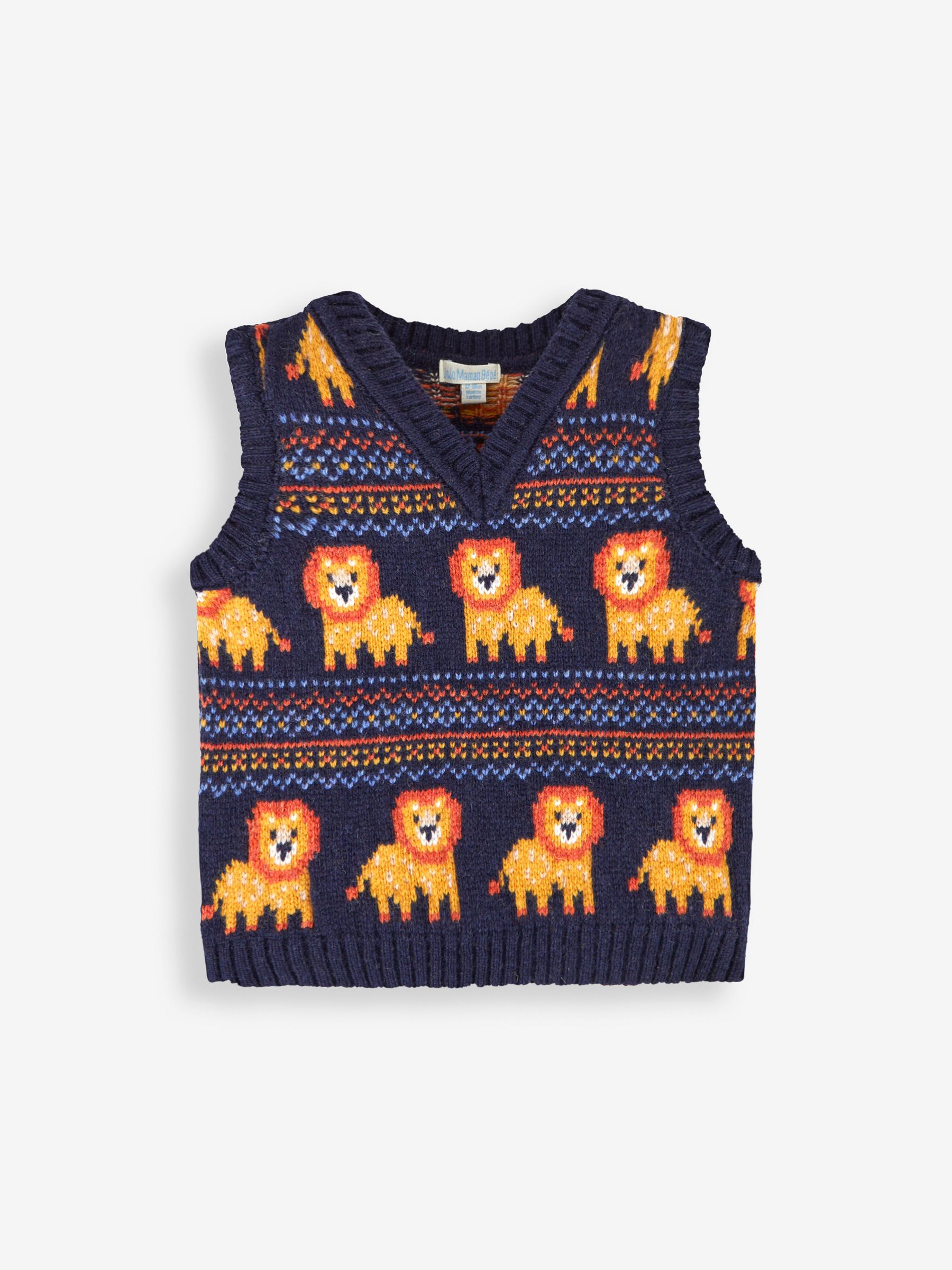 Navy Blue Lion Fairisle Pattern Tank Top - Image 1 of 2