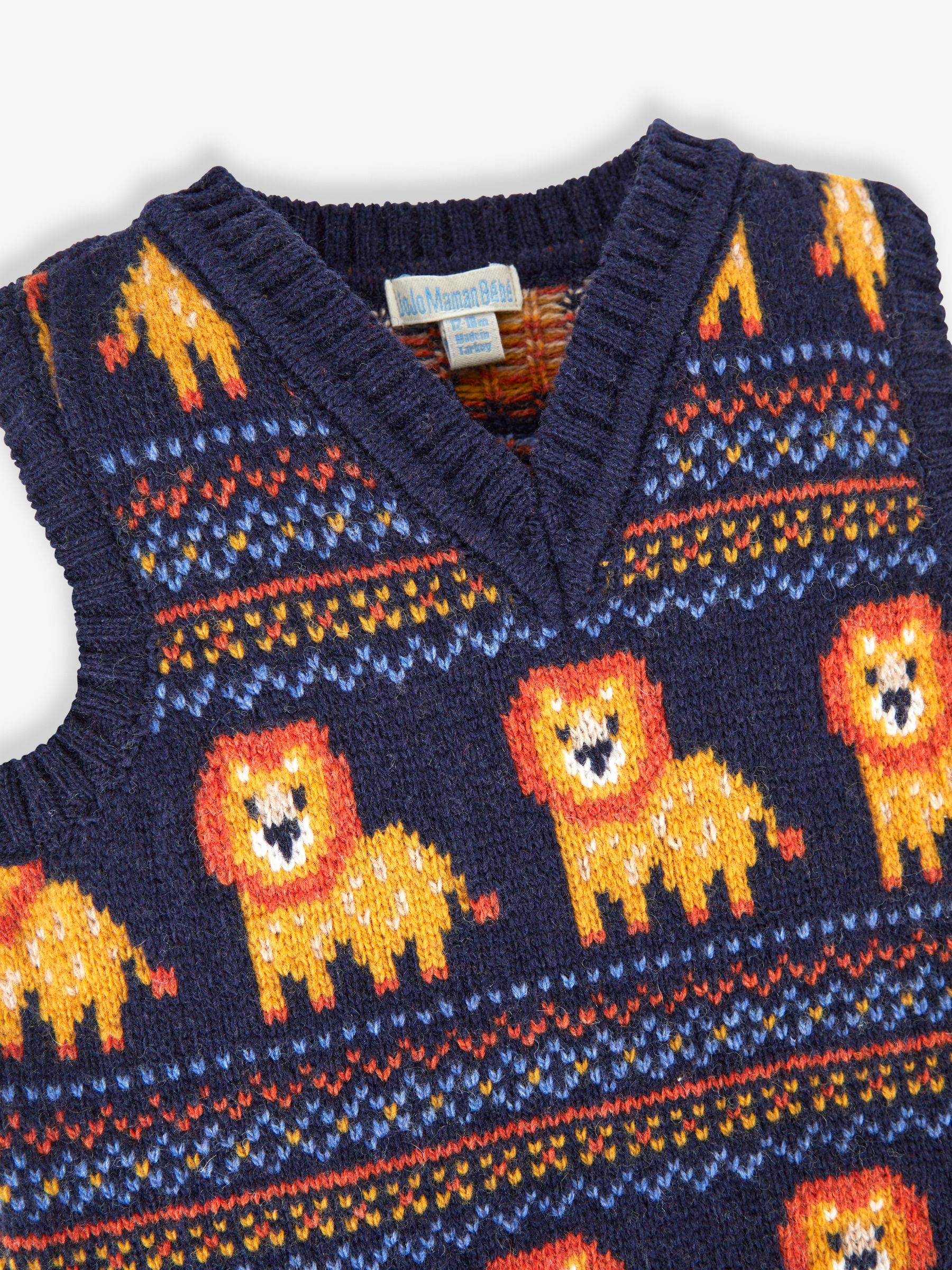 Navy Blue Lion Fairisle Pattern Tank Top - Image 2 of 2